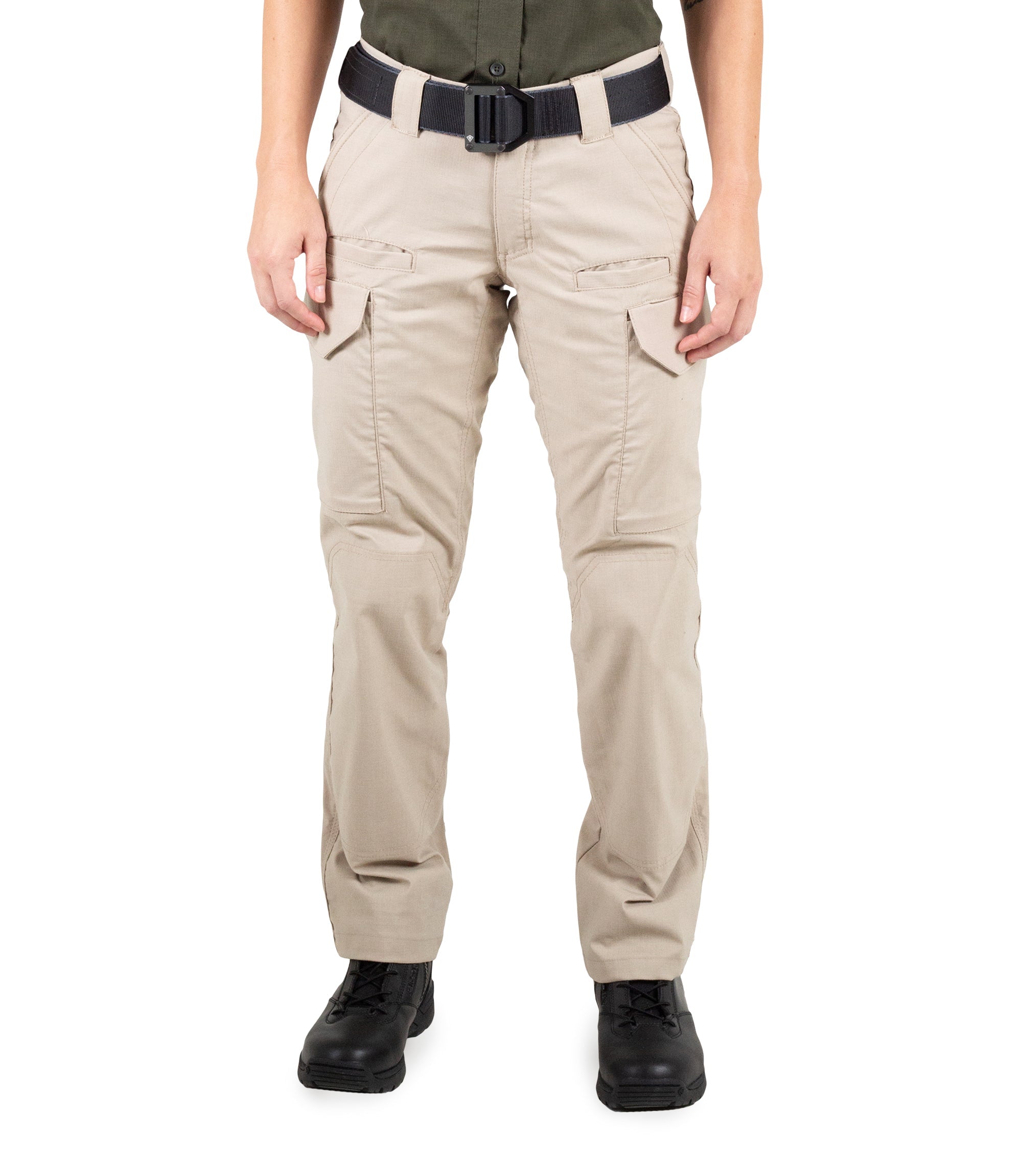 Front of Women's V2 Tactical Pants in Khaki |color_khaki