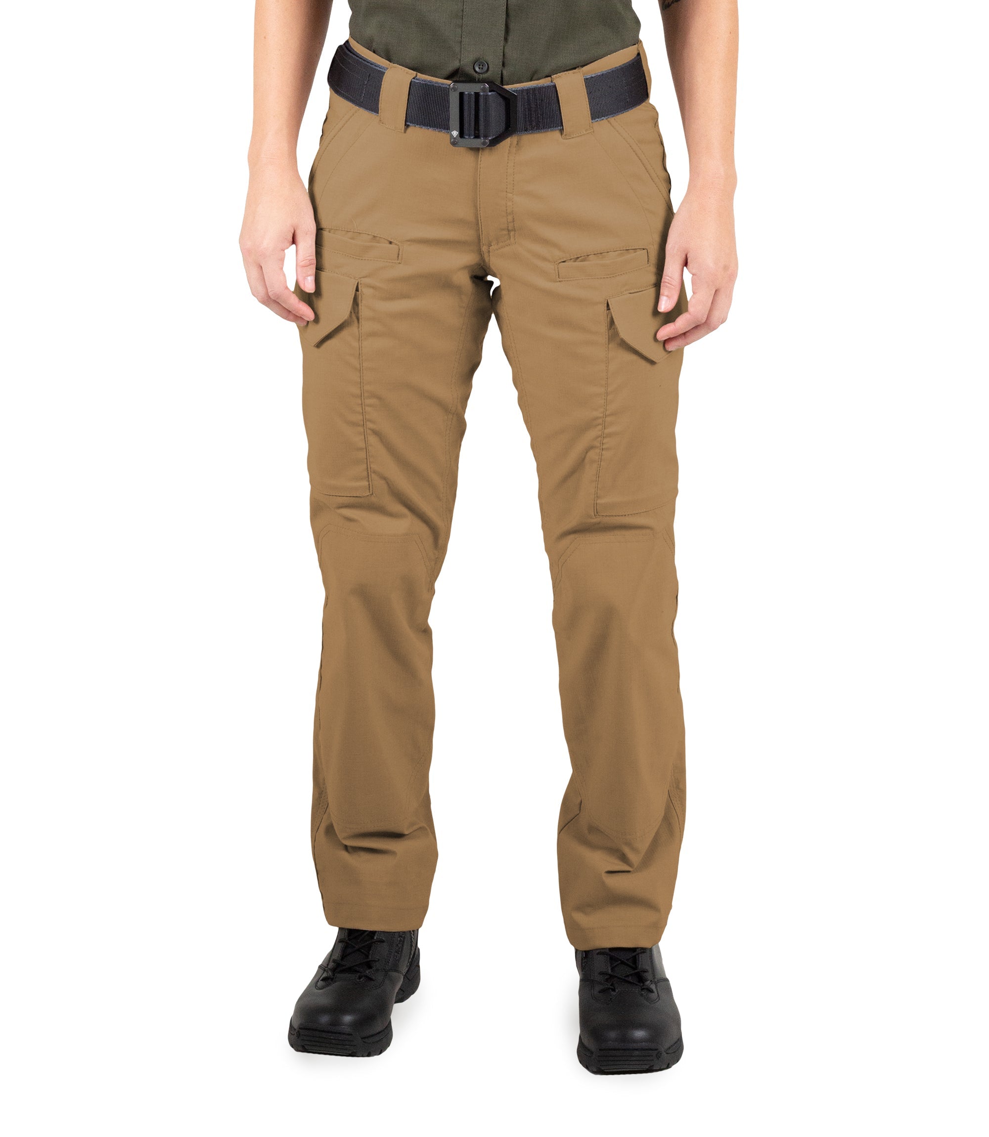 Front of Women's V2 Tactical Pants in Coyote Brown |color_coyote brown