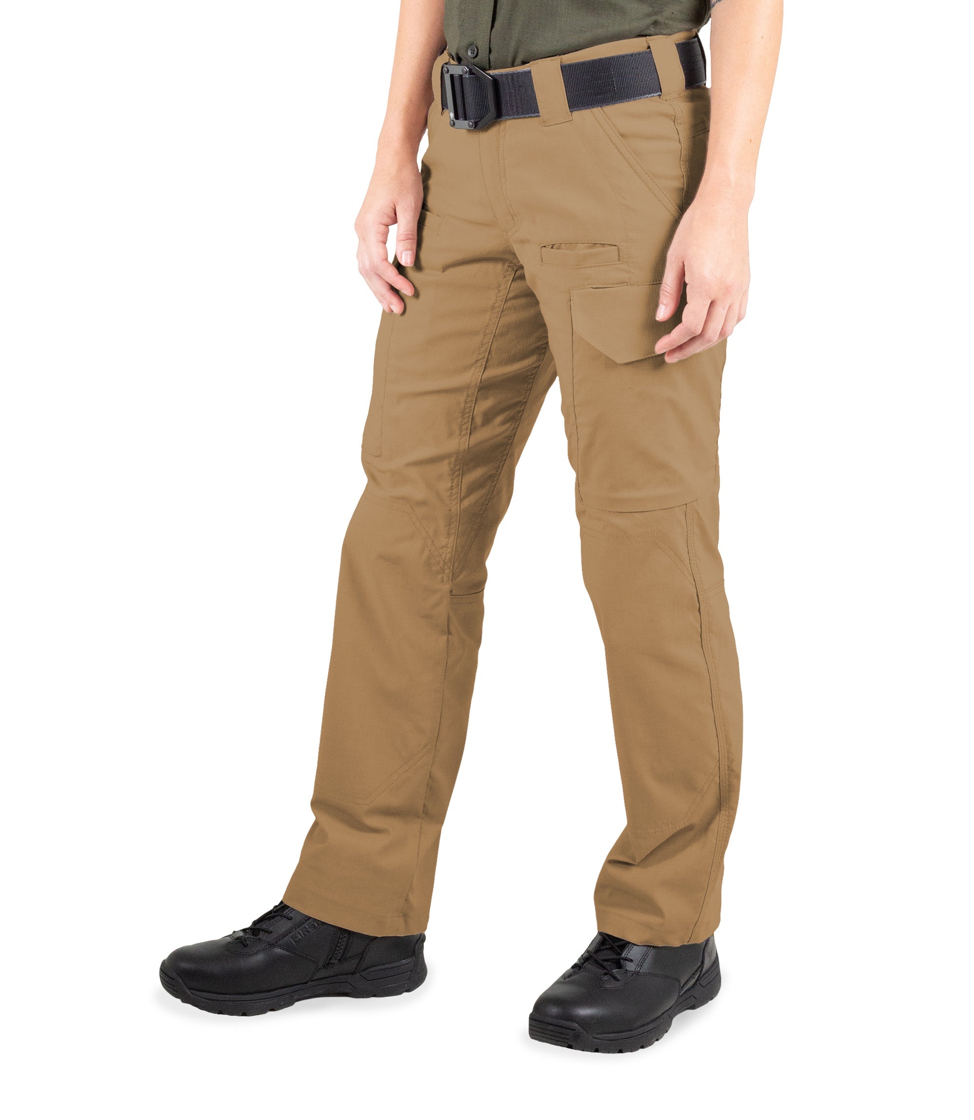 Side of Women's V2 Tactical Pants in Coyote Brown |color_coyote brown