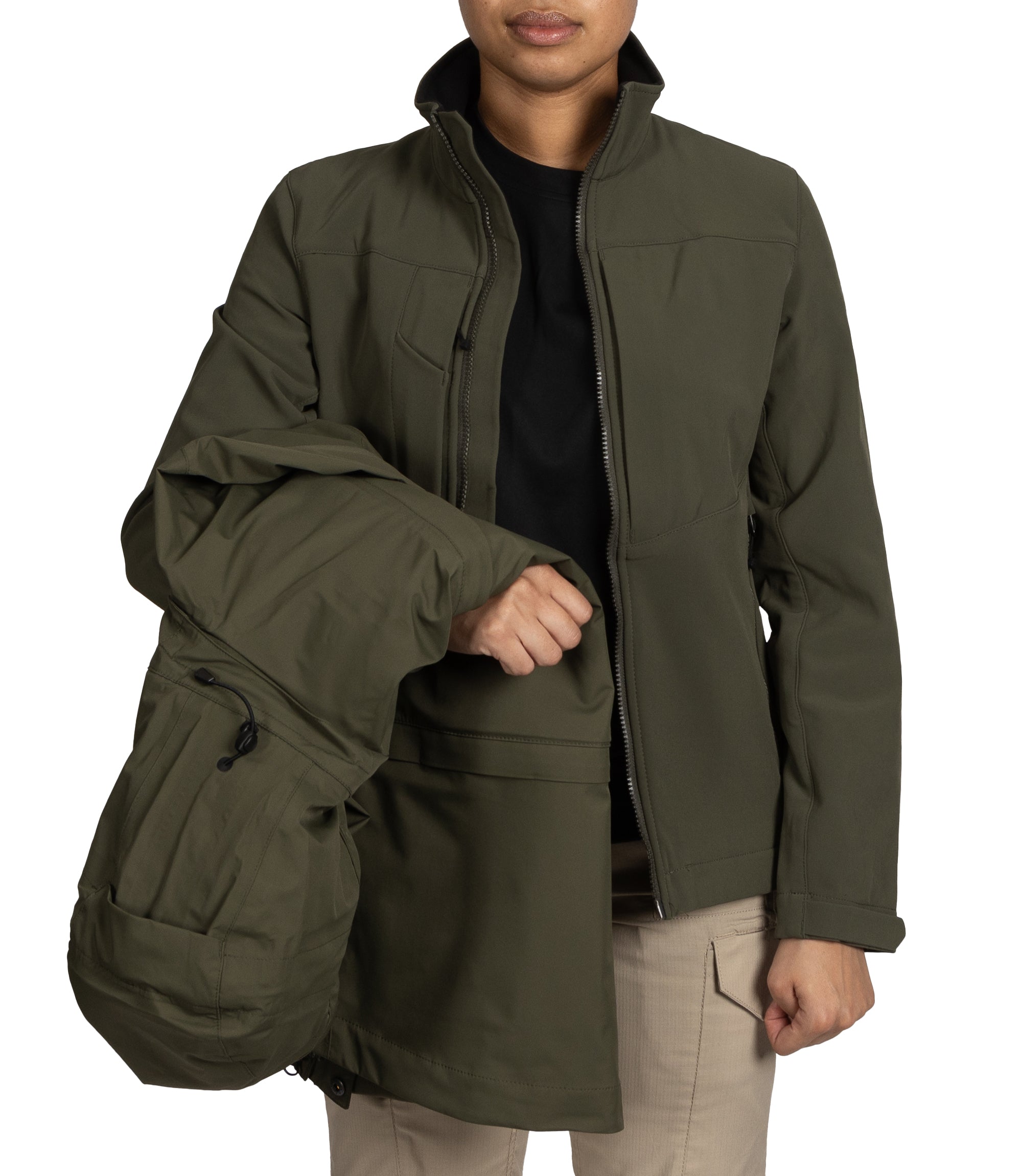 Softshell Jacket Zipper for Women’s Tactix 3-In-1 System Parka in OD Green|color_od green