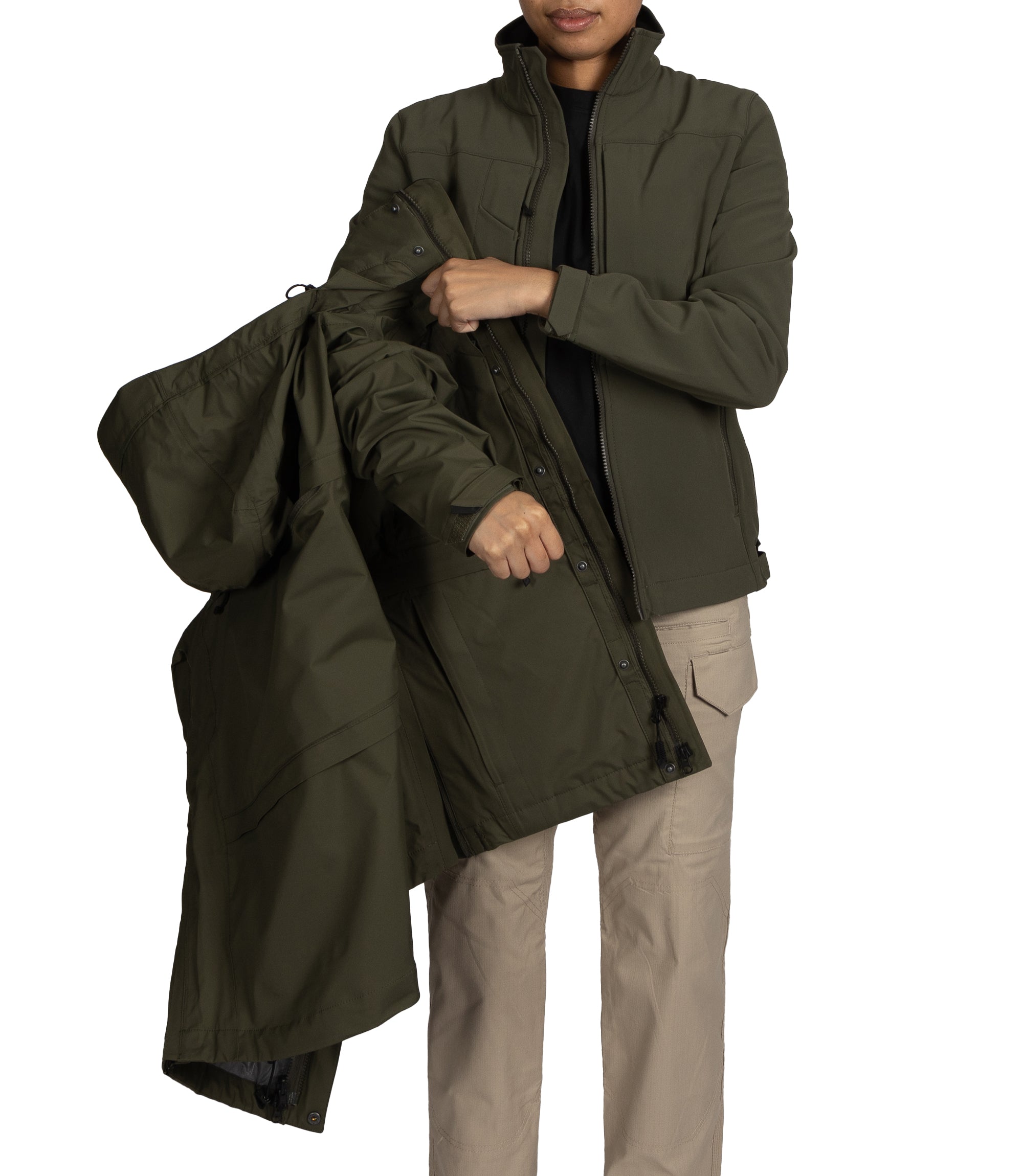 Interior 3-In-1 of Women’s Tactix 3-In-1 System Parka in OD Green|color_od green