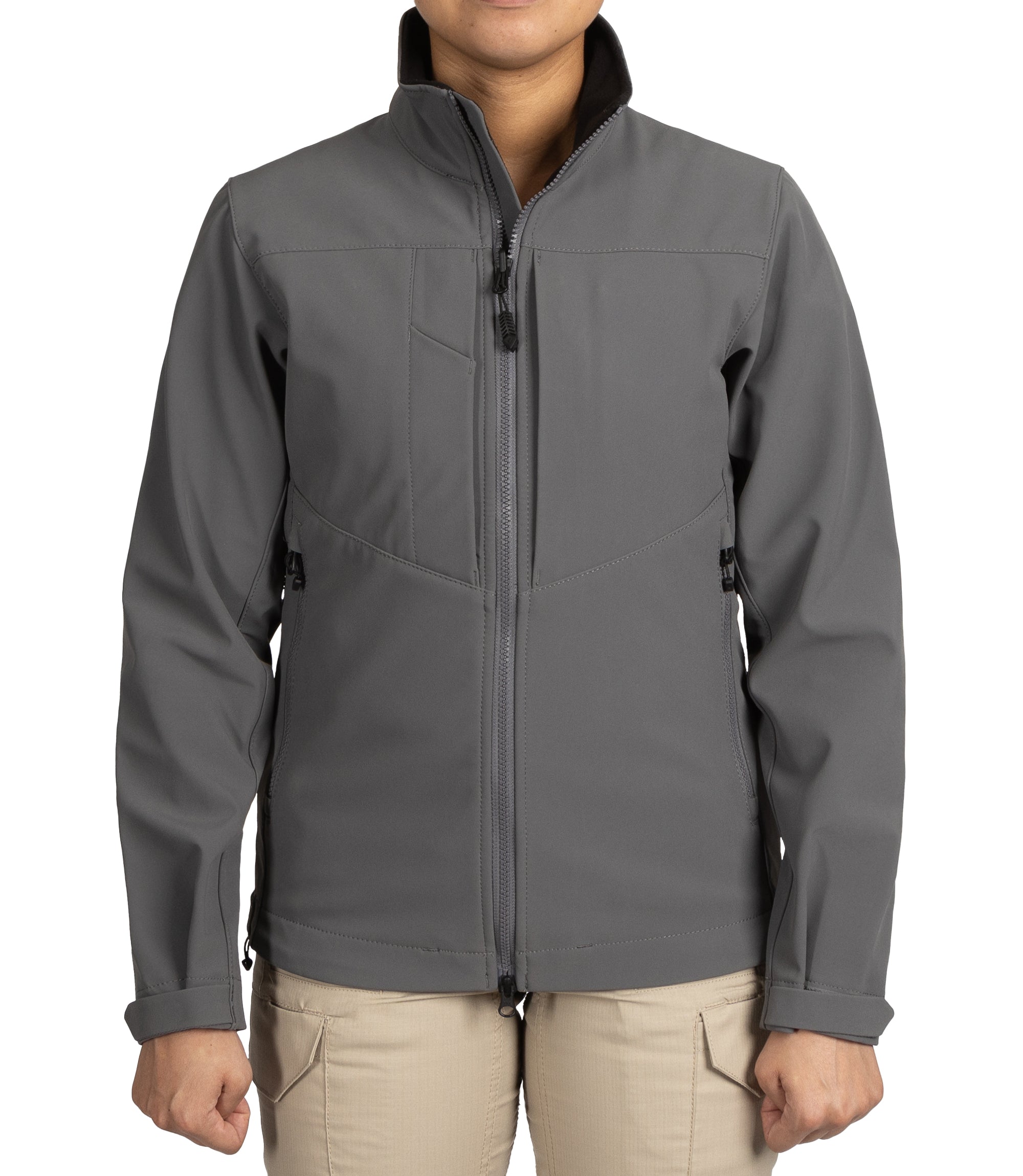 Front view of Women’s Tactix Softshell Jacket in Wolf Grey|color_wolf grey