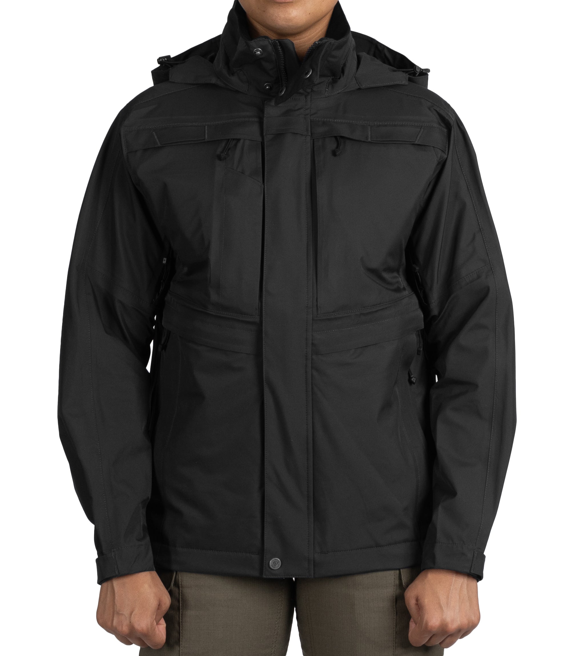 Front view of Women’s Tactix Parka Shell Black|color_black