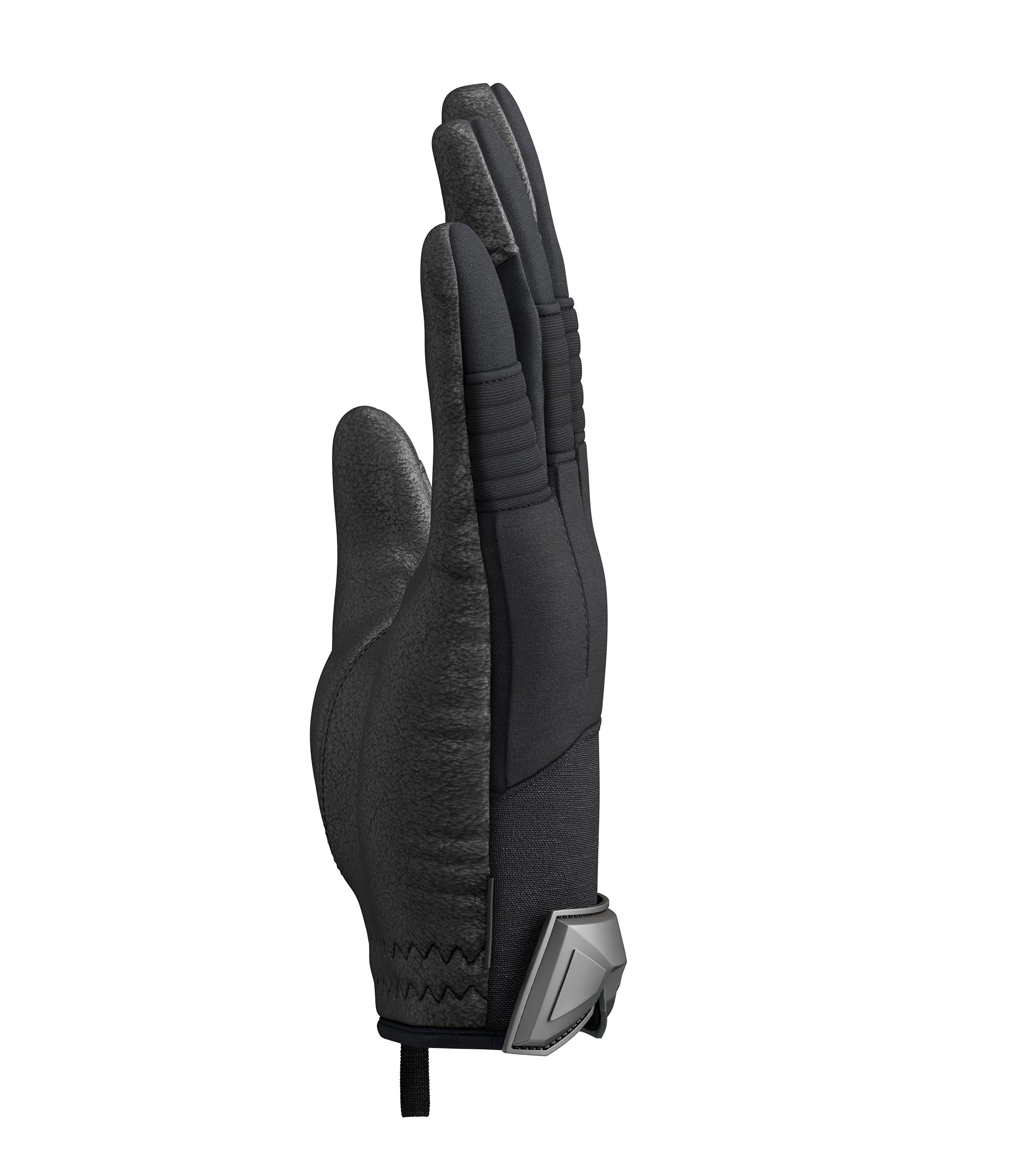 Pinky side of Men's Medium Duty Padded Glove in Black |color_black