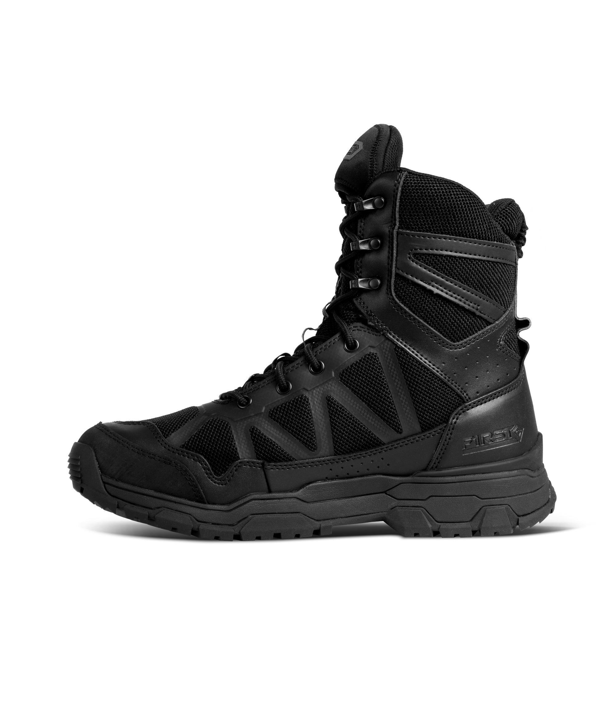 Side of Men's 7" Operator Boot in Black|color_black
