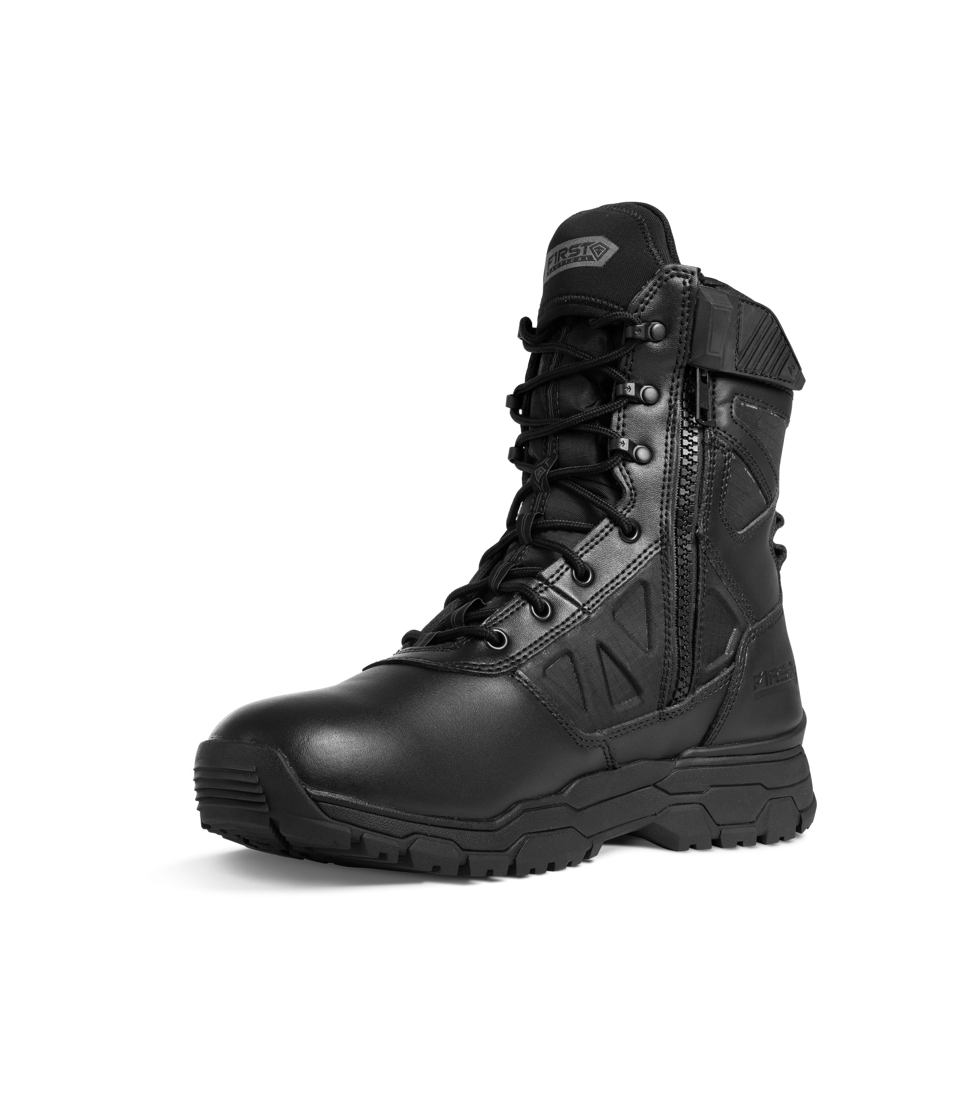 1/4 angle left view of Men's Urban Operator H₂O Side-Zip Boot in color black|color_black