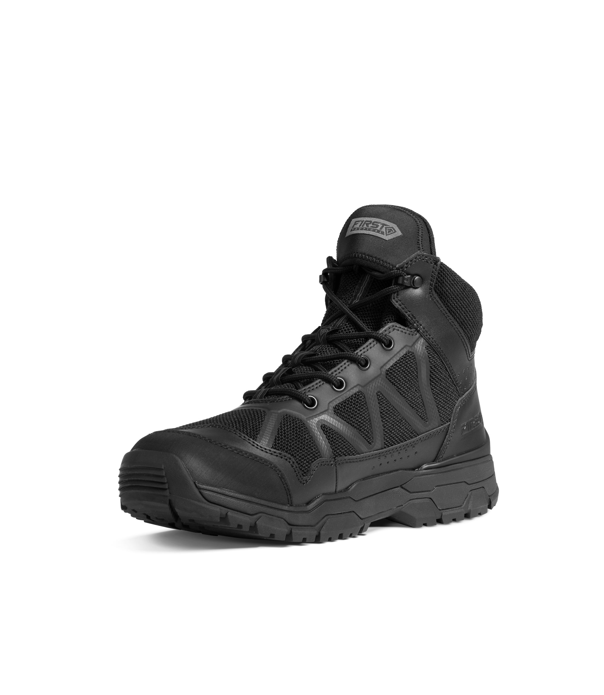 1/4 angle view of Men's 5" Operator Mid in color black|color_black