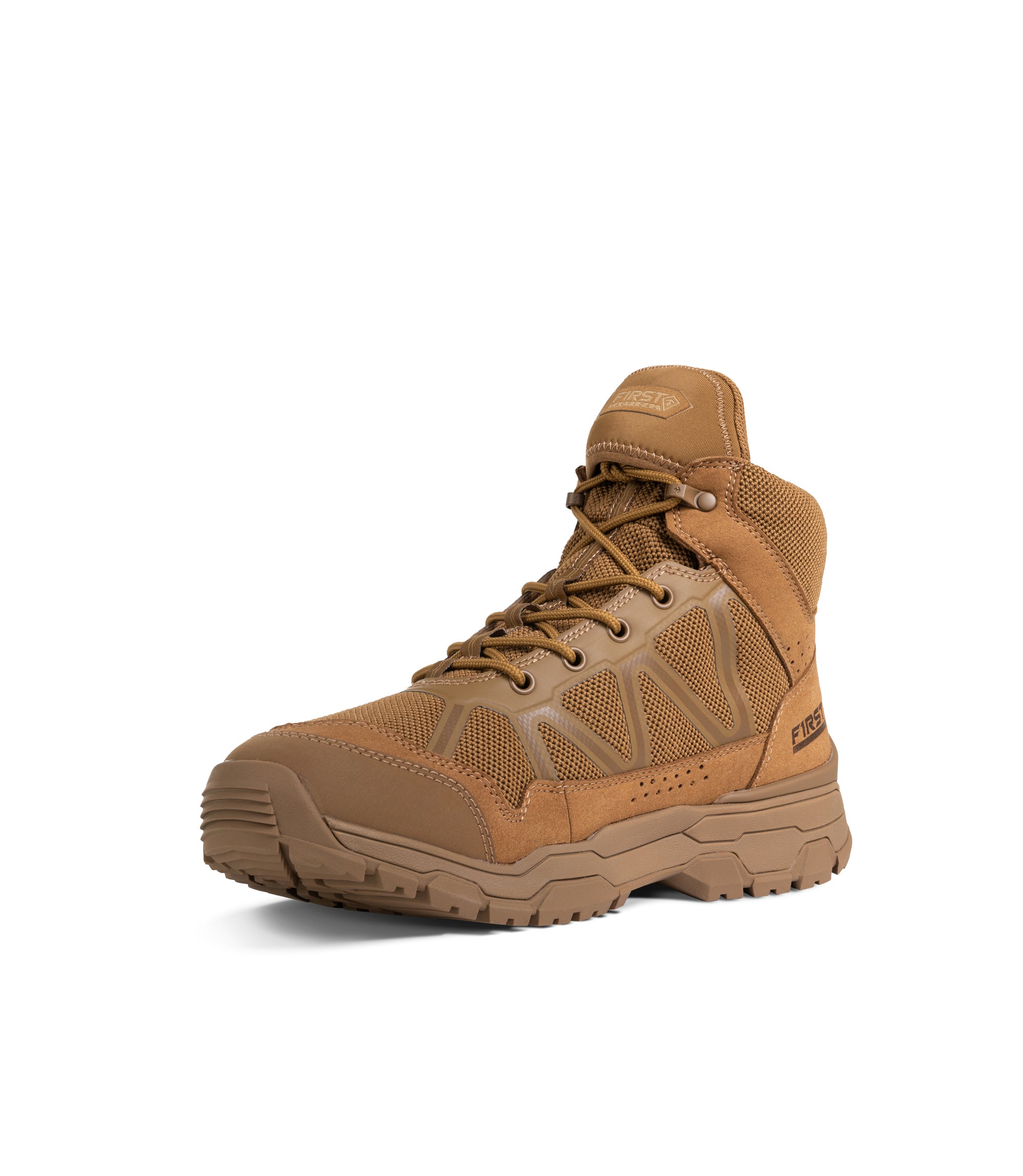 1/4 angle view of Men's 5" Operator Mid in color Coyote|color_coyote