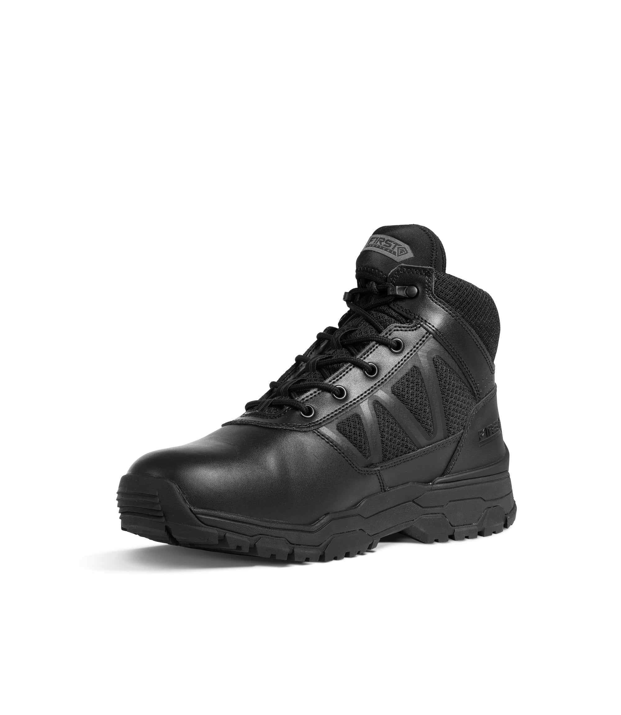 1/4 angle view of Men's 5" Urban Operator Mid in color black|color_black