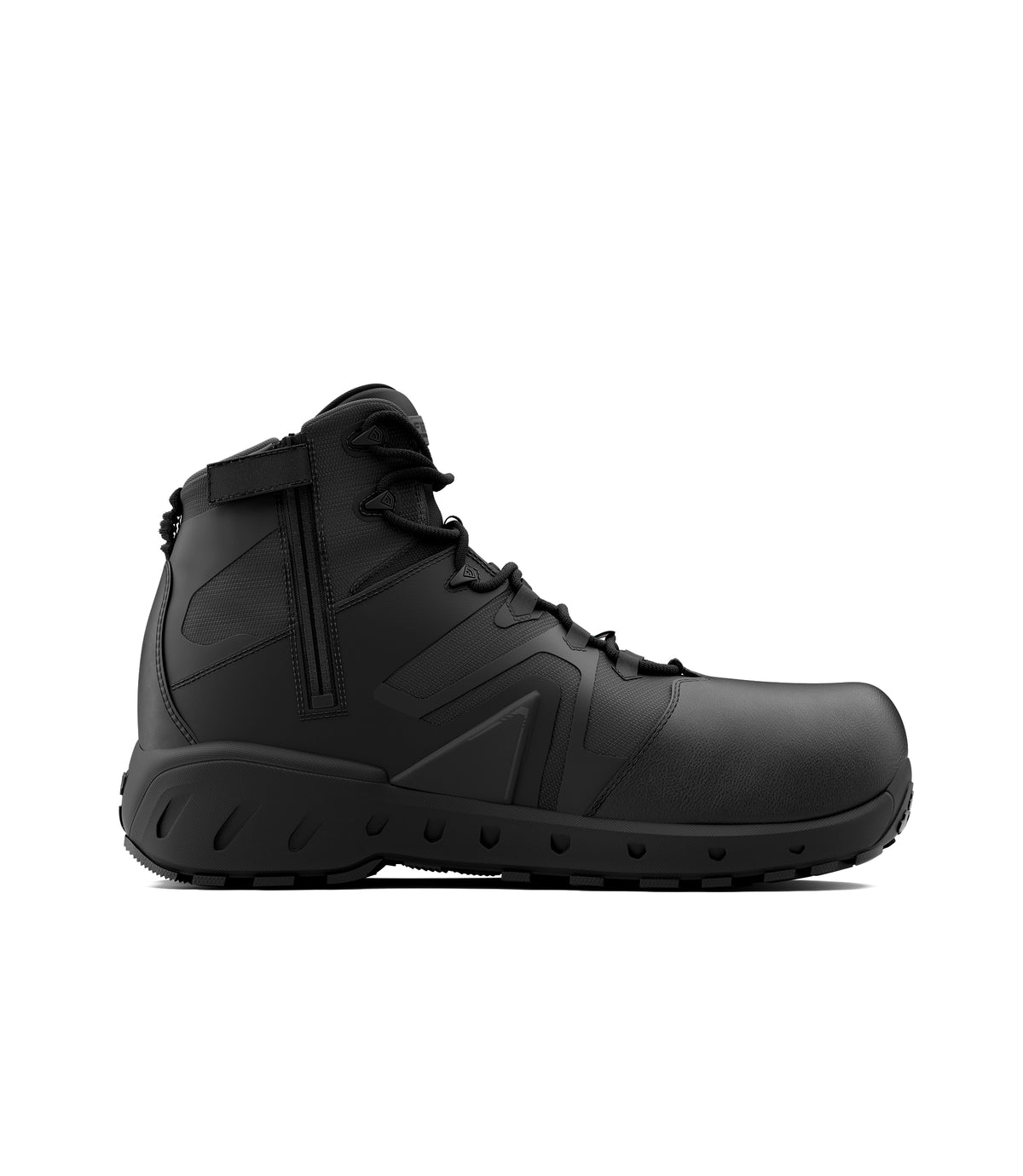 Left side view of 5 inch AERO-TAC polishable side-zip SCA Mid boot in Black|color_black