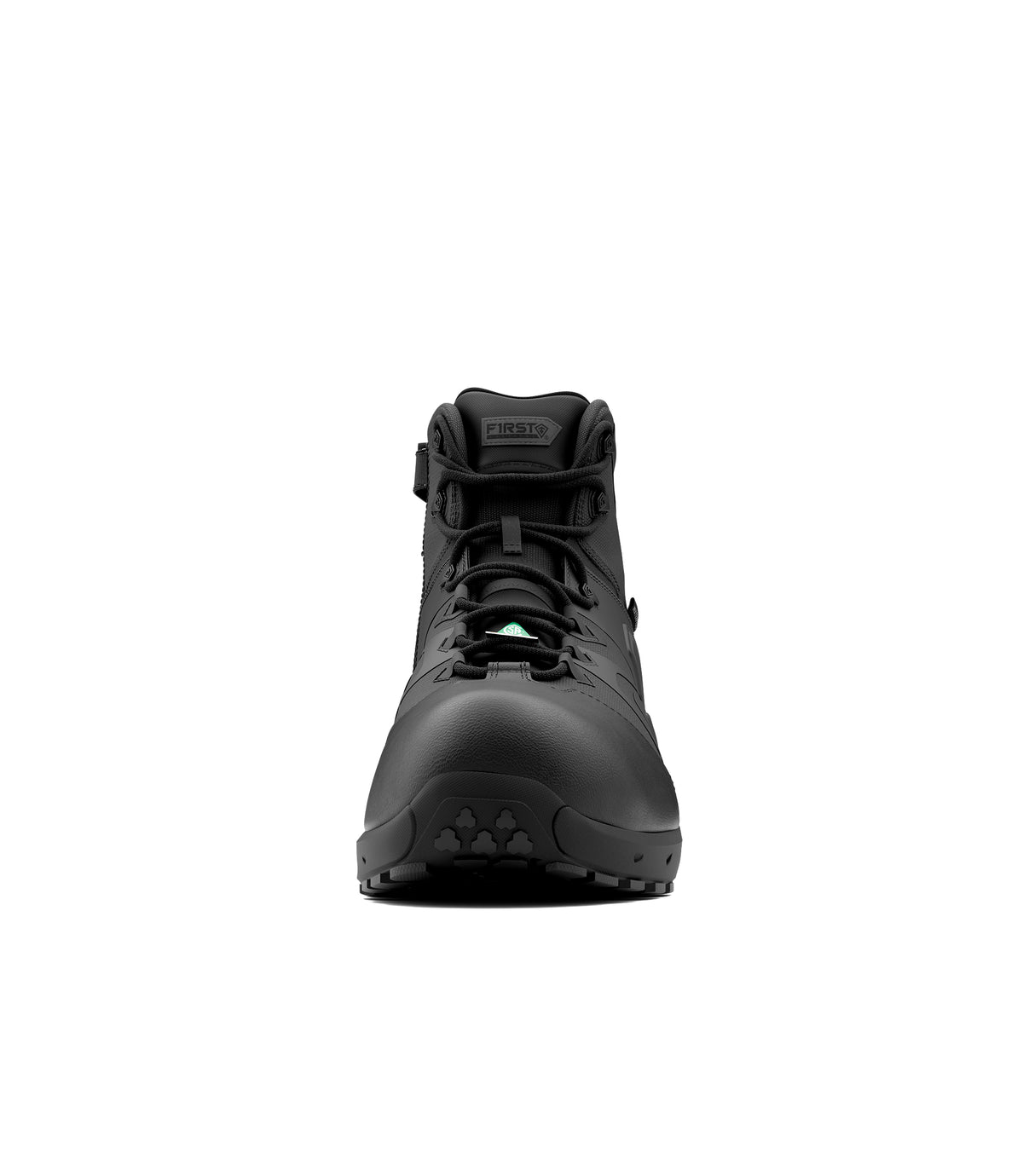 Front view of 5 inch AERO-TAC polishable side-zip SCA Mid boot in Black|color_black