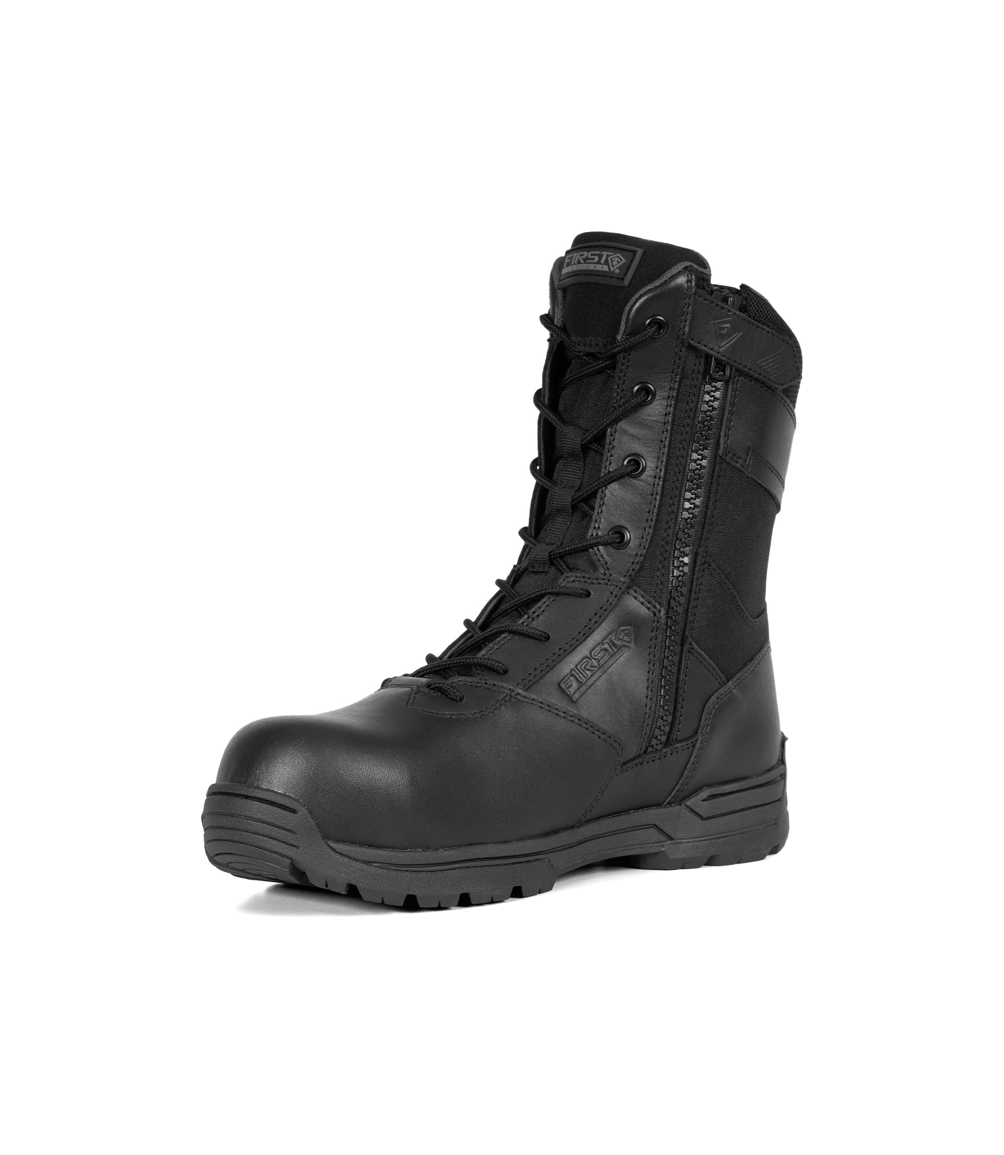 Side of Men's Safety Toe Side-Zip Duty Boot in black|color_black