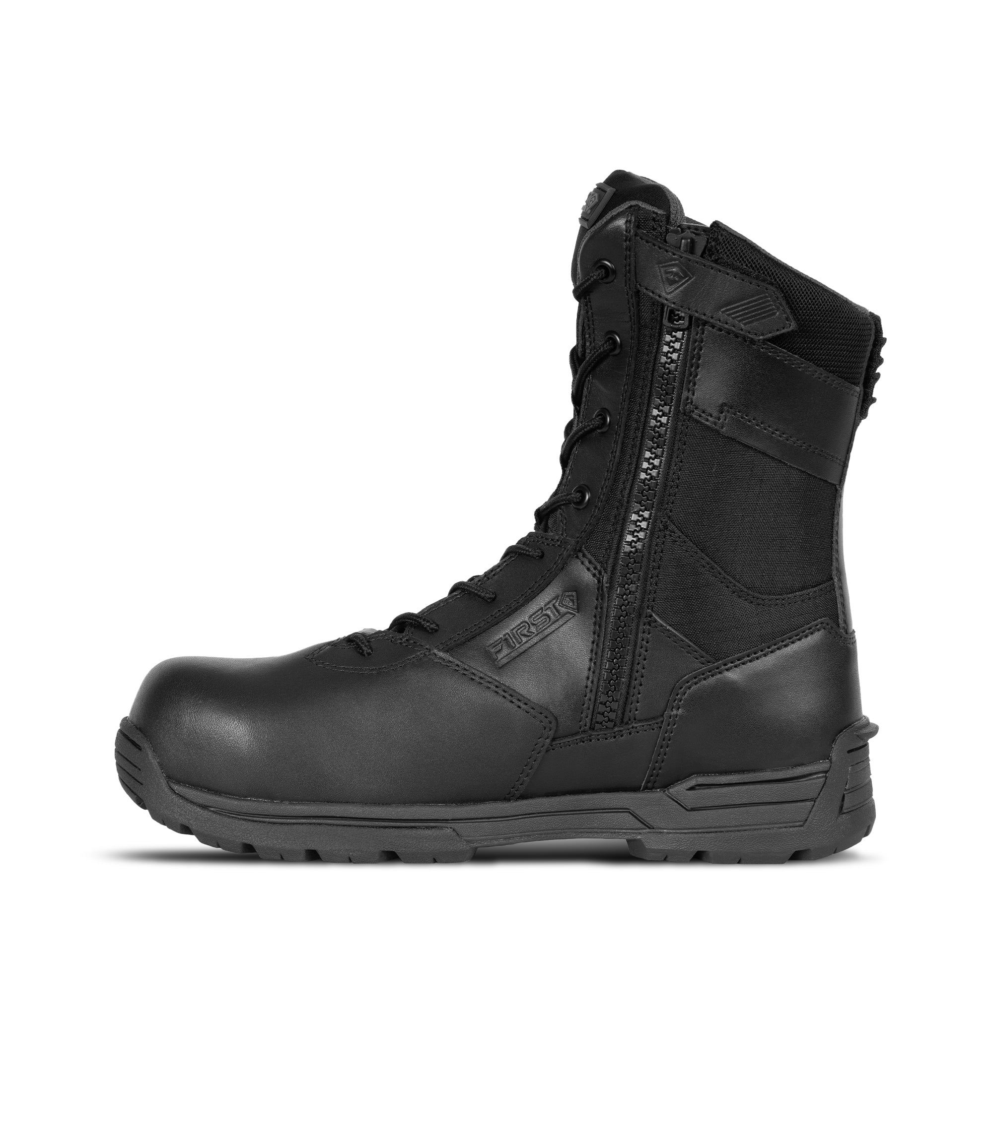 Zipper View of Men's Safety Toe Side-Zip Duty Boot in black|color_black