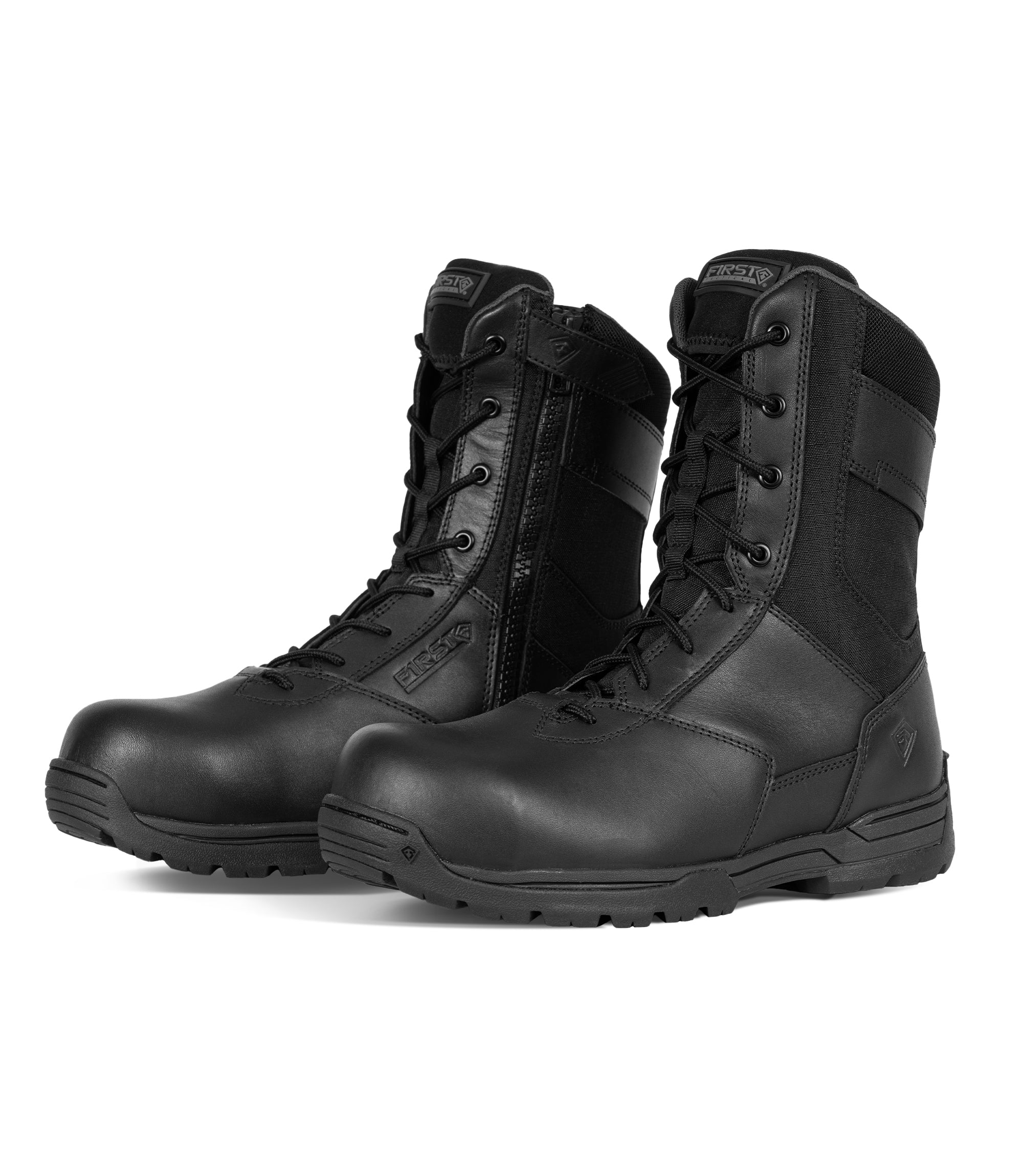 Pair of Men's Safety Toe Side-Zip Duty Boots in black|color_black