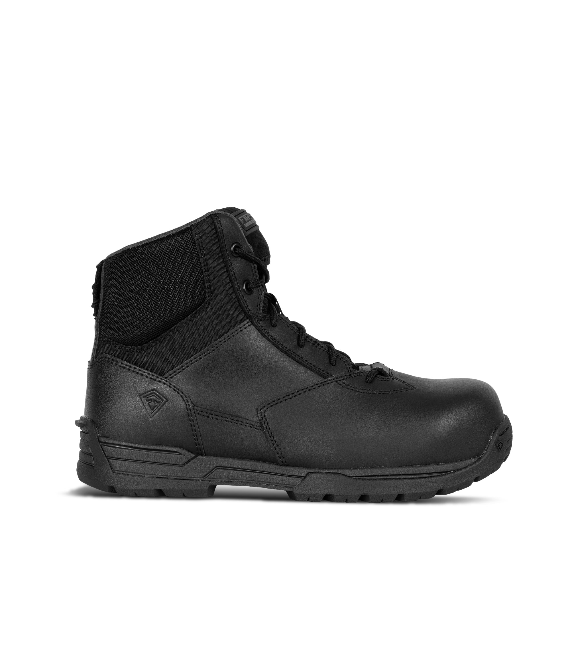 Right Side of the Men's Safety Toe Side-Zip Duty Mid in black|color_black