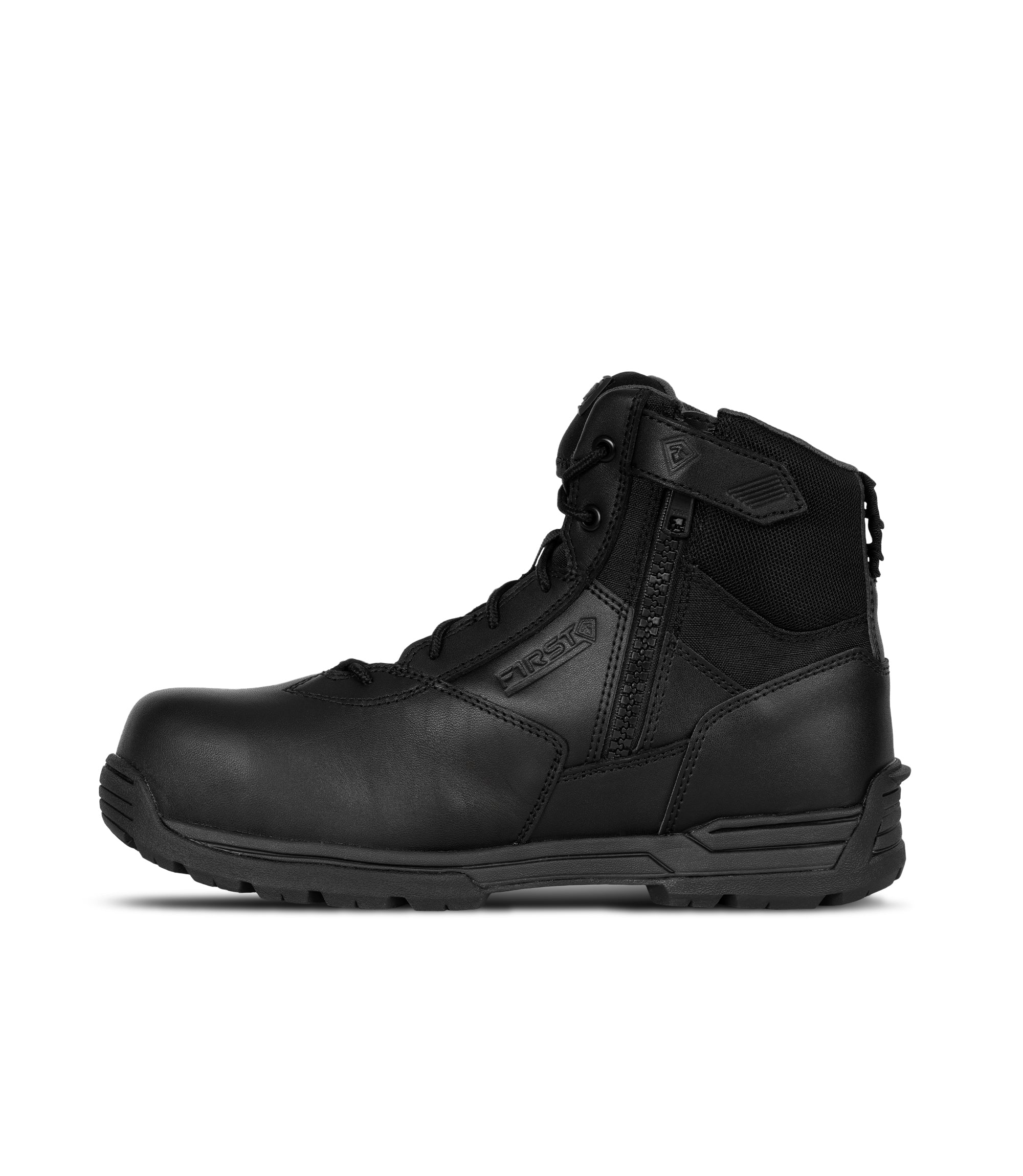 Zipper Side View of the Men's Safety Toe Side-Zip Duty Mid in black|color_black