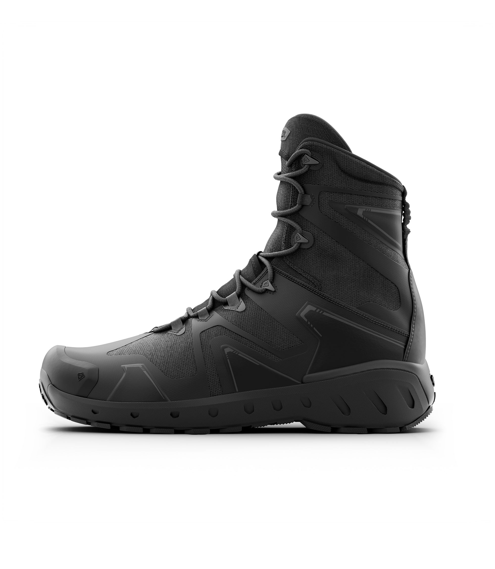 Side view photo of Men's 8" AERO-TAC Side-Zip boot in black|color_black