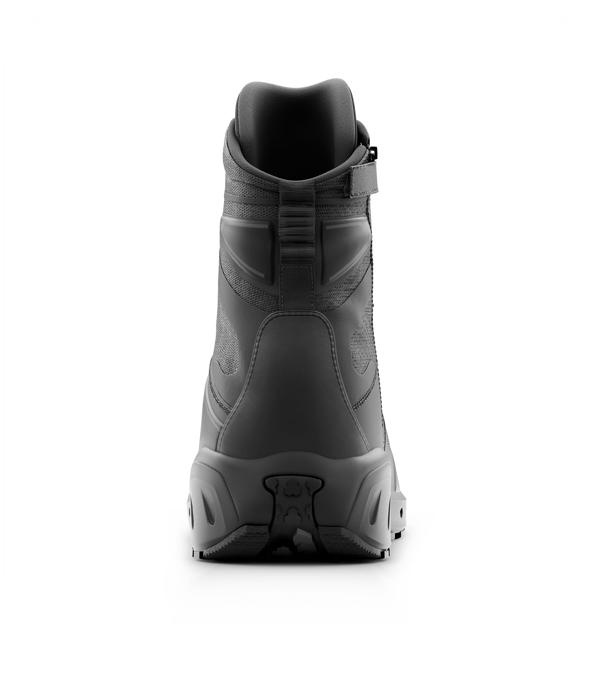Back view photo of Men's 8" AERO-TAC Side-Zip boot in black|color_black