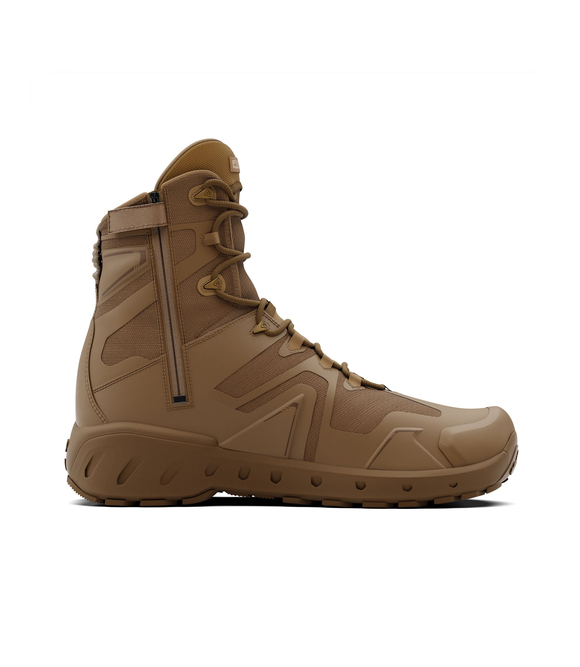 Left side view of 8 inch side-zip boot in color coyote|color_coyote