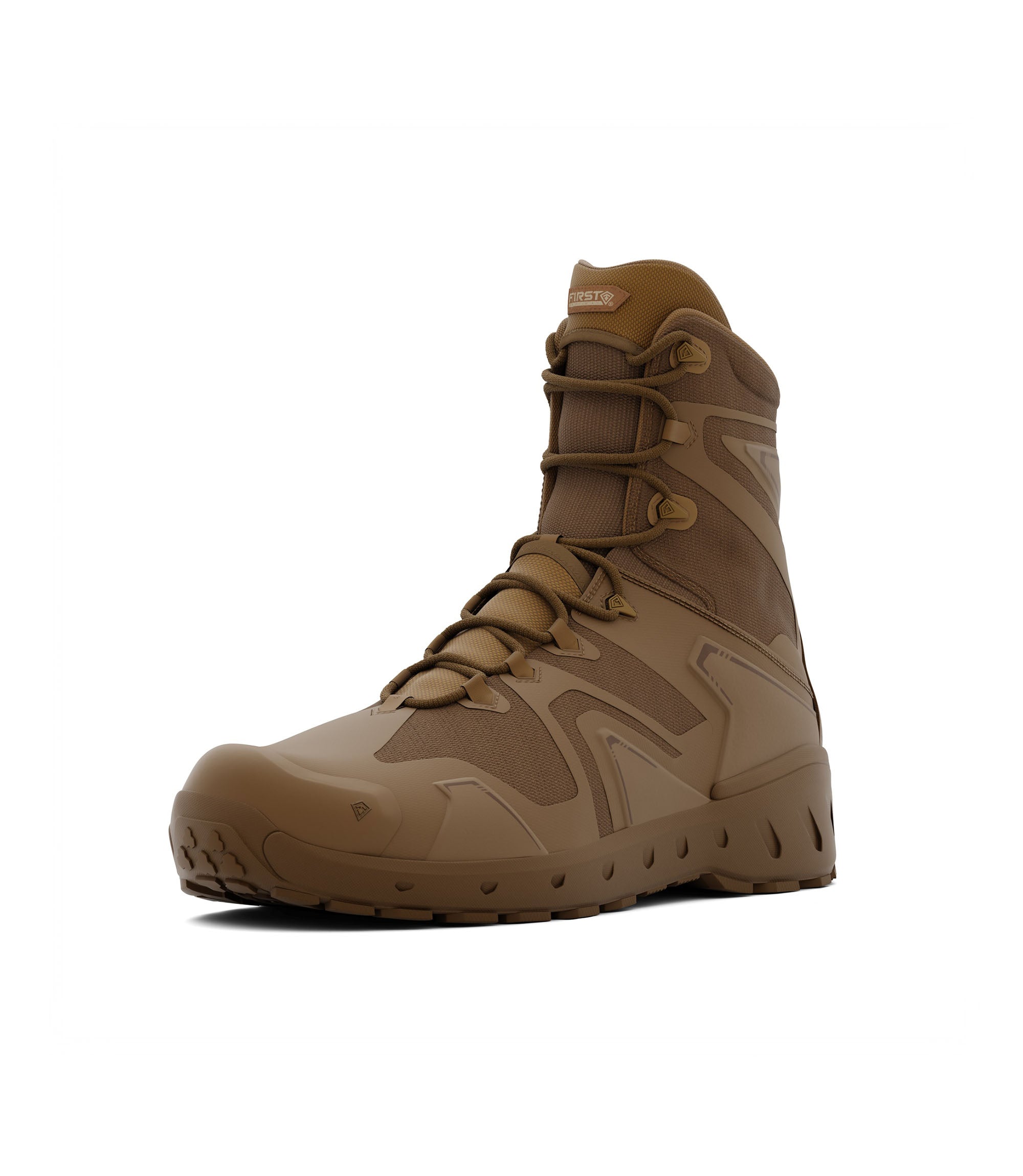 Front right side angle view of 8 inch side-zip boot in color coyote|color_coyote