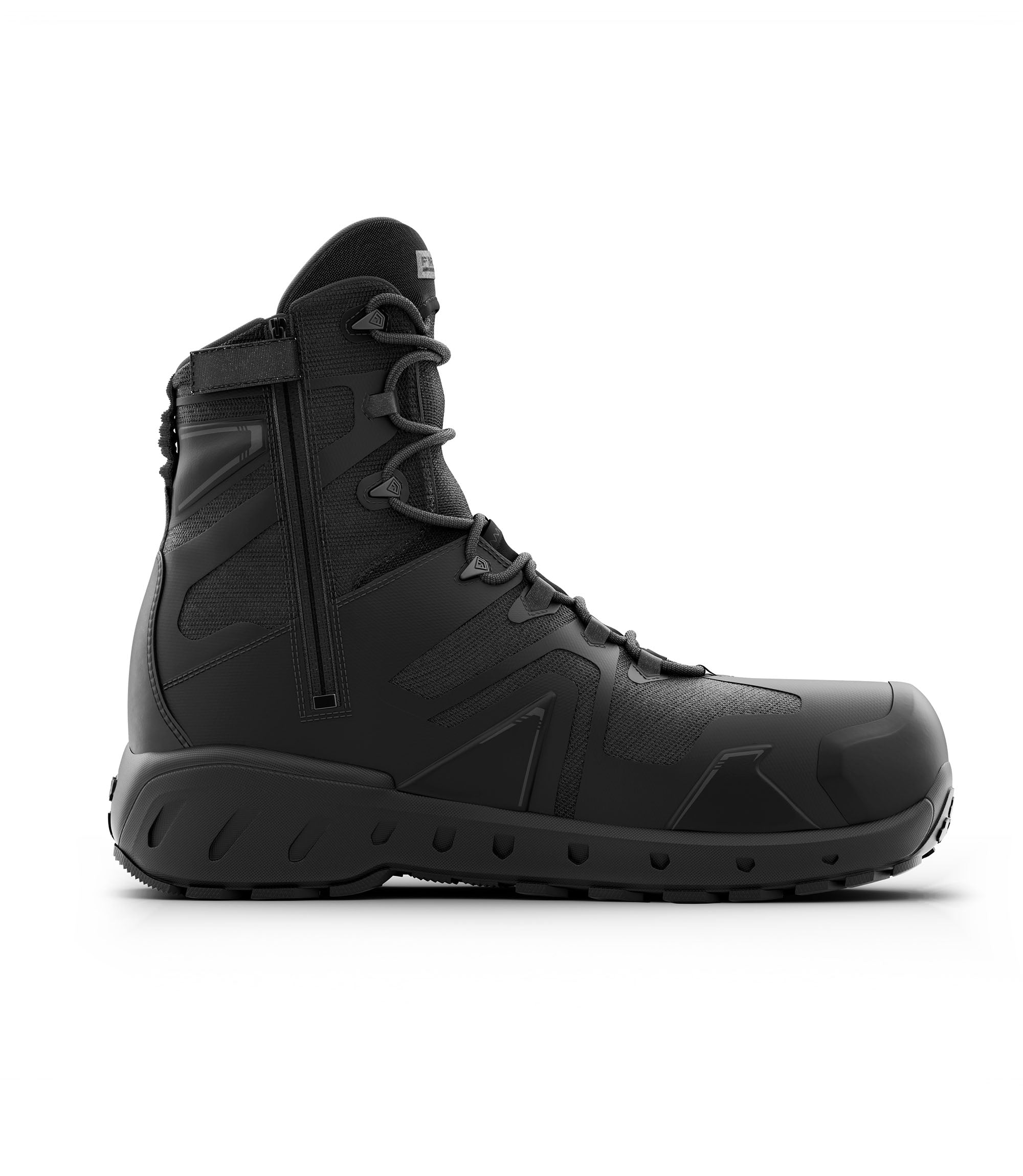 Side view Photo of Men's 8" AERO-TAC™ Safety Toe Side-Zip Boot in black|color_black