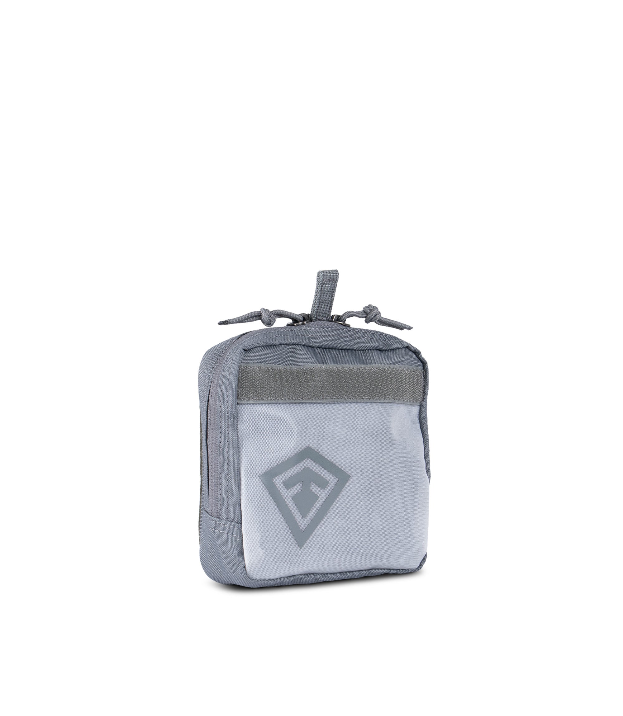 1/4 front side view of 6 X 6 Velcro Pouch in Asphalt |color_asphalt