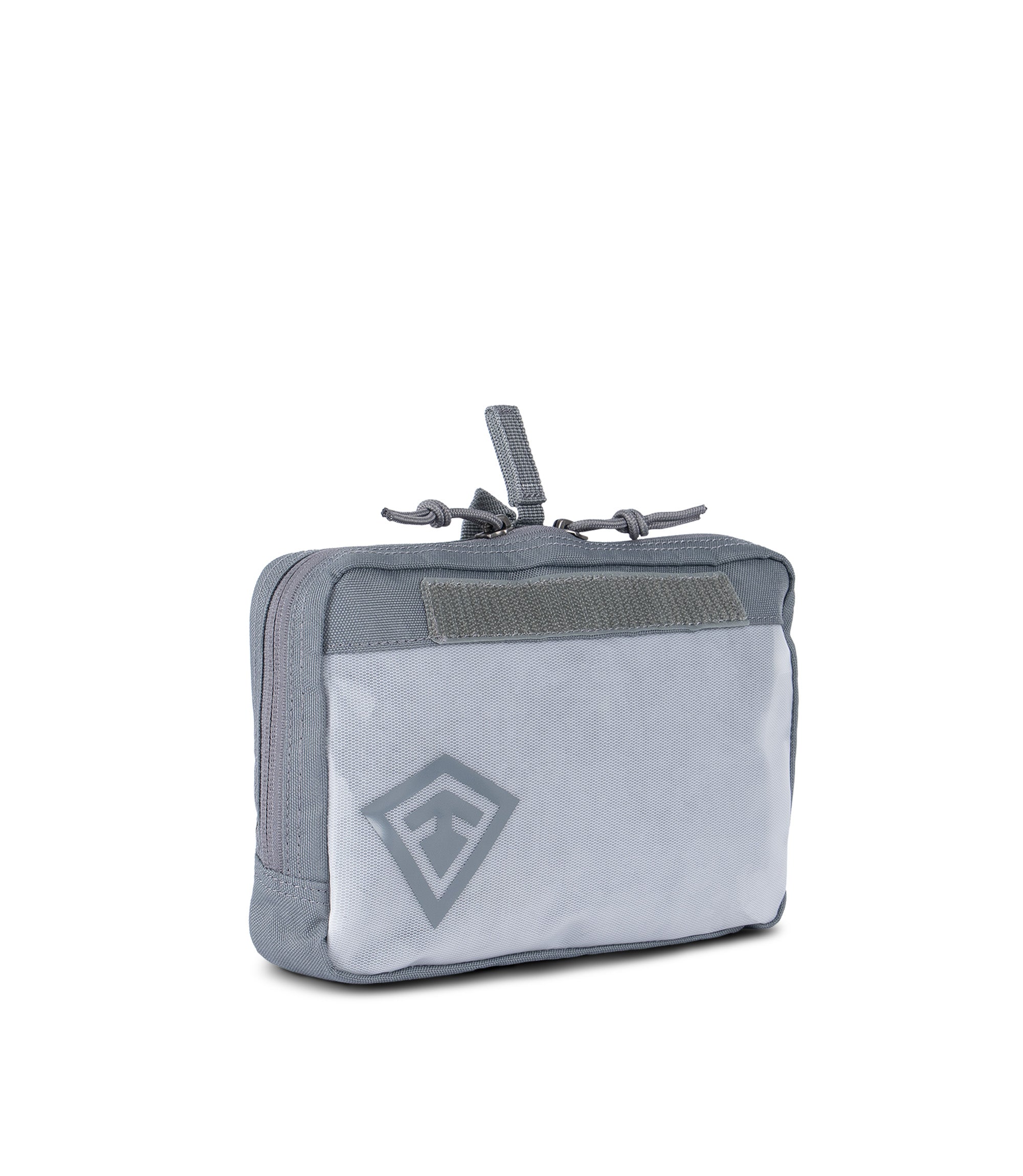 1/4 front side view of 9 X 6 Velcro Pouch in Asphalt |color_asphalt