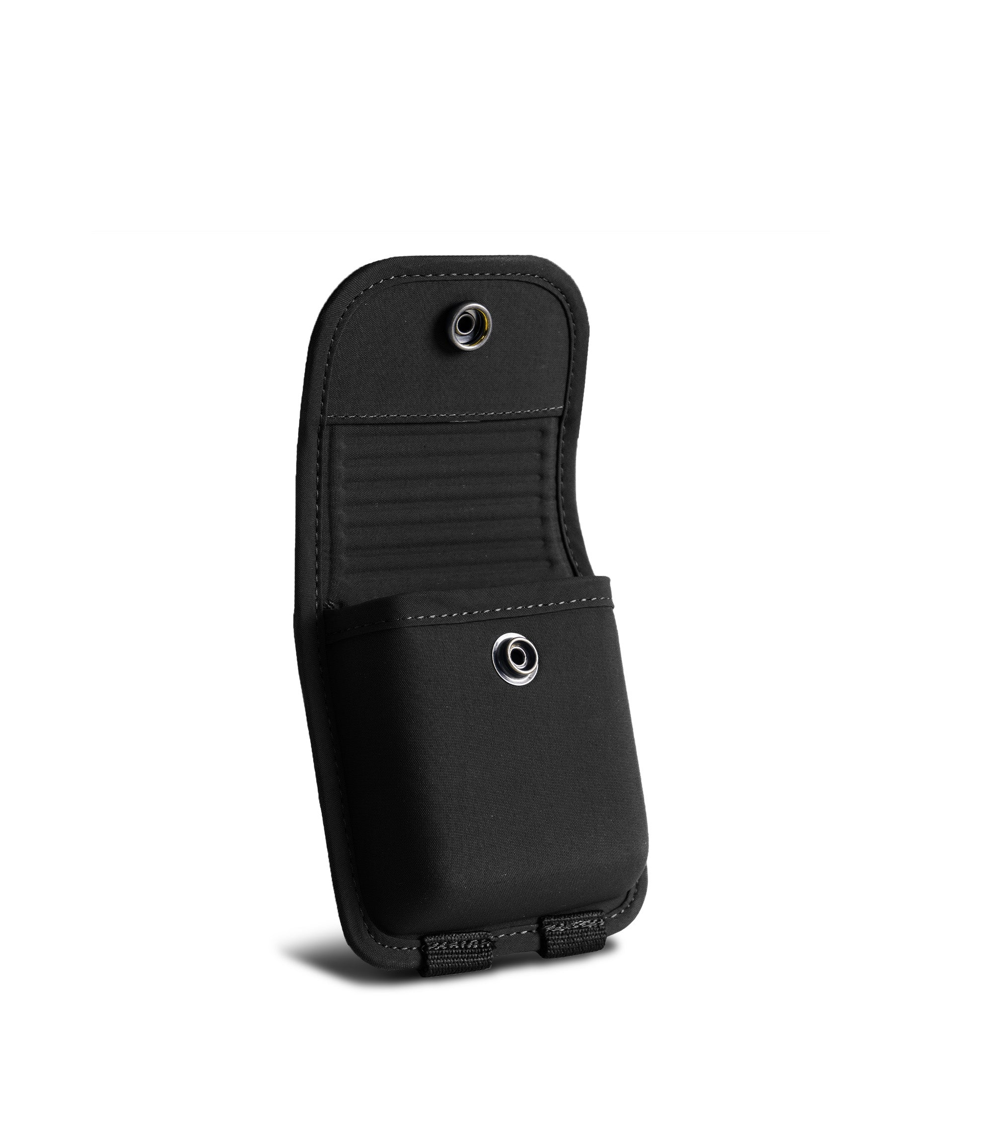 Open snap side view of Pro Duty narcan case and narcan in the color black|color_black