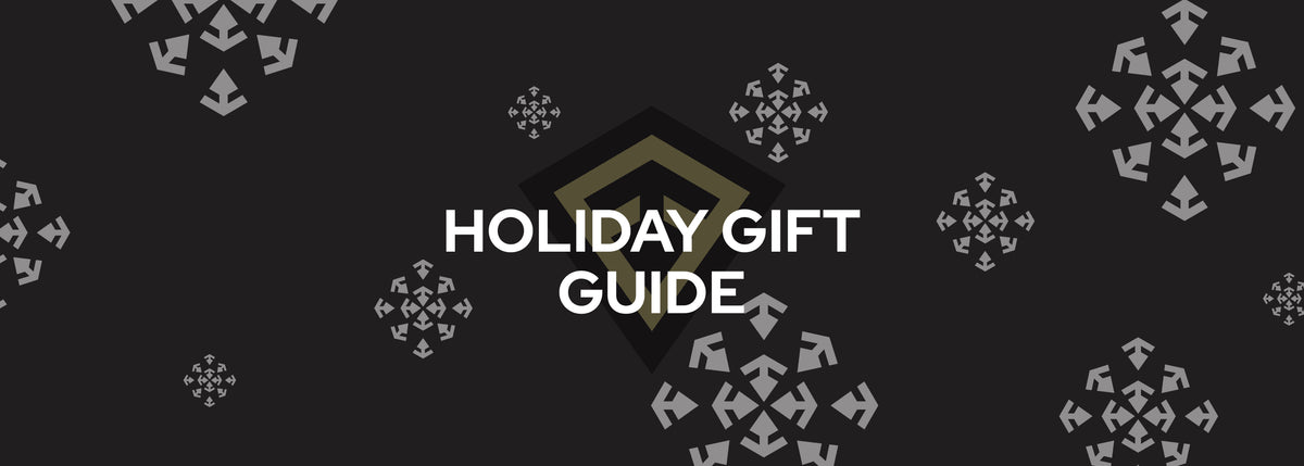 Holiday Gift Guide banner with snowflakes sprinkle in the background.