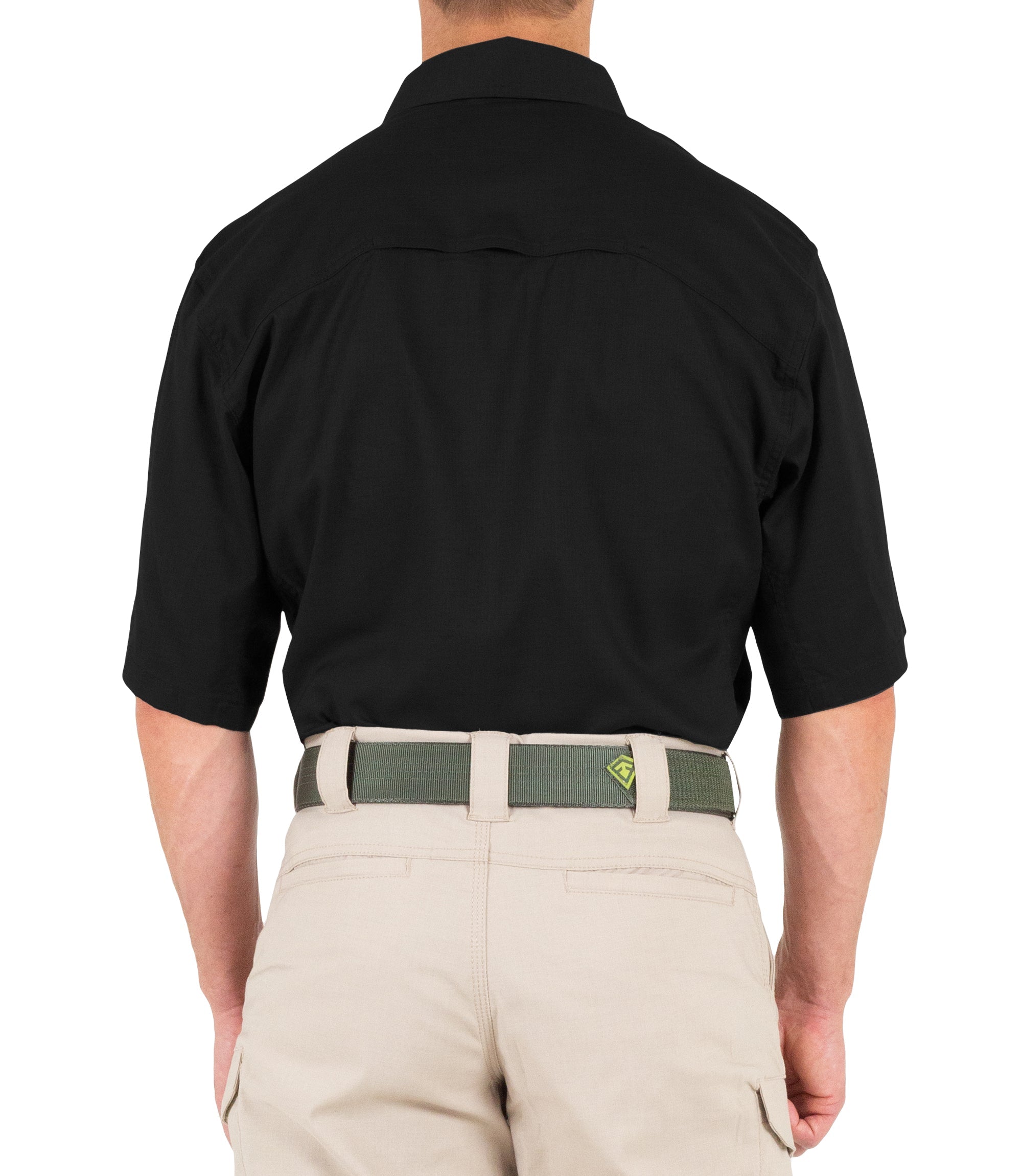 Back of Men's V2 Tactical Short Sleeve Shirt in Black |color_black