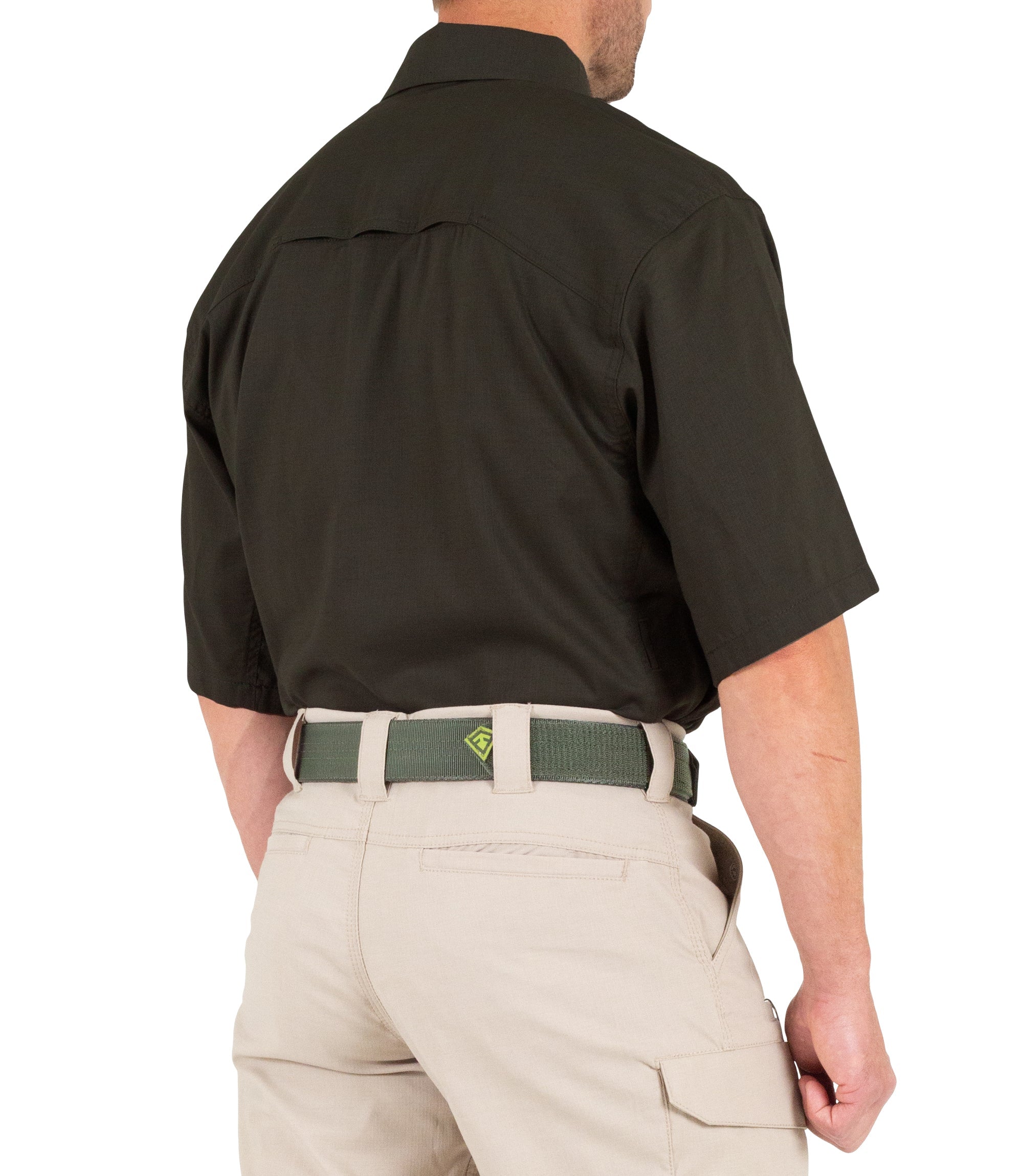 Side of Men's V2 Tactical Short Sleeve Shirt in Kodiak Brown |color_kodiak brown