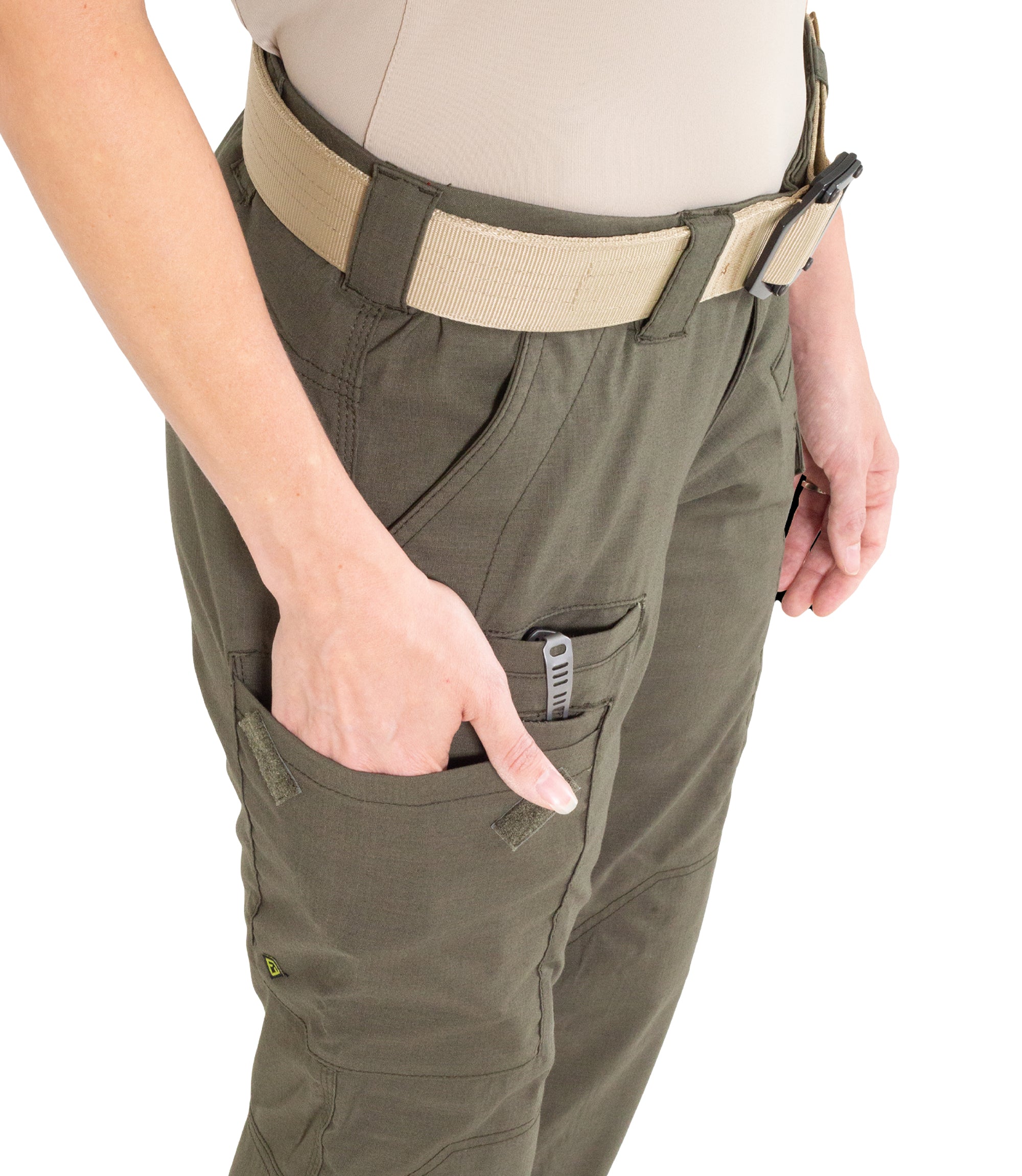 Open Pocket of Women's V2 Tactical Pants in OD Green |color_od green