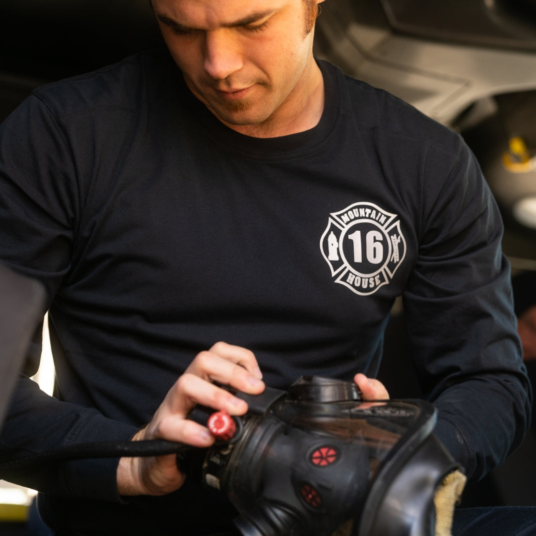 Image of fire man wearing tactix long sleeve t-shirt