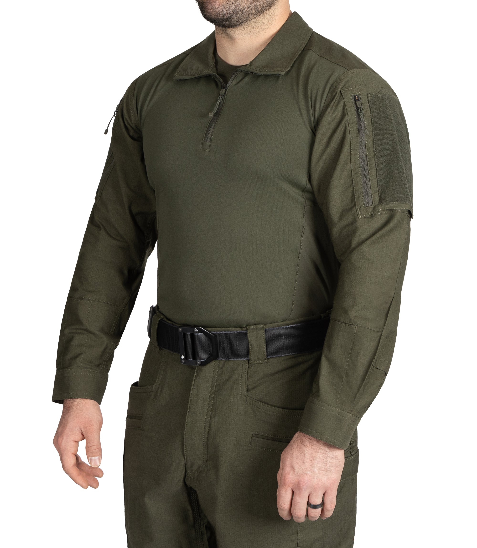 Side of Men's Defender Shirt in OD Green |color_od green