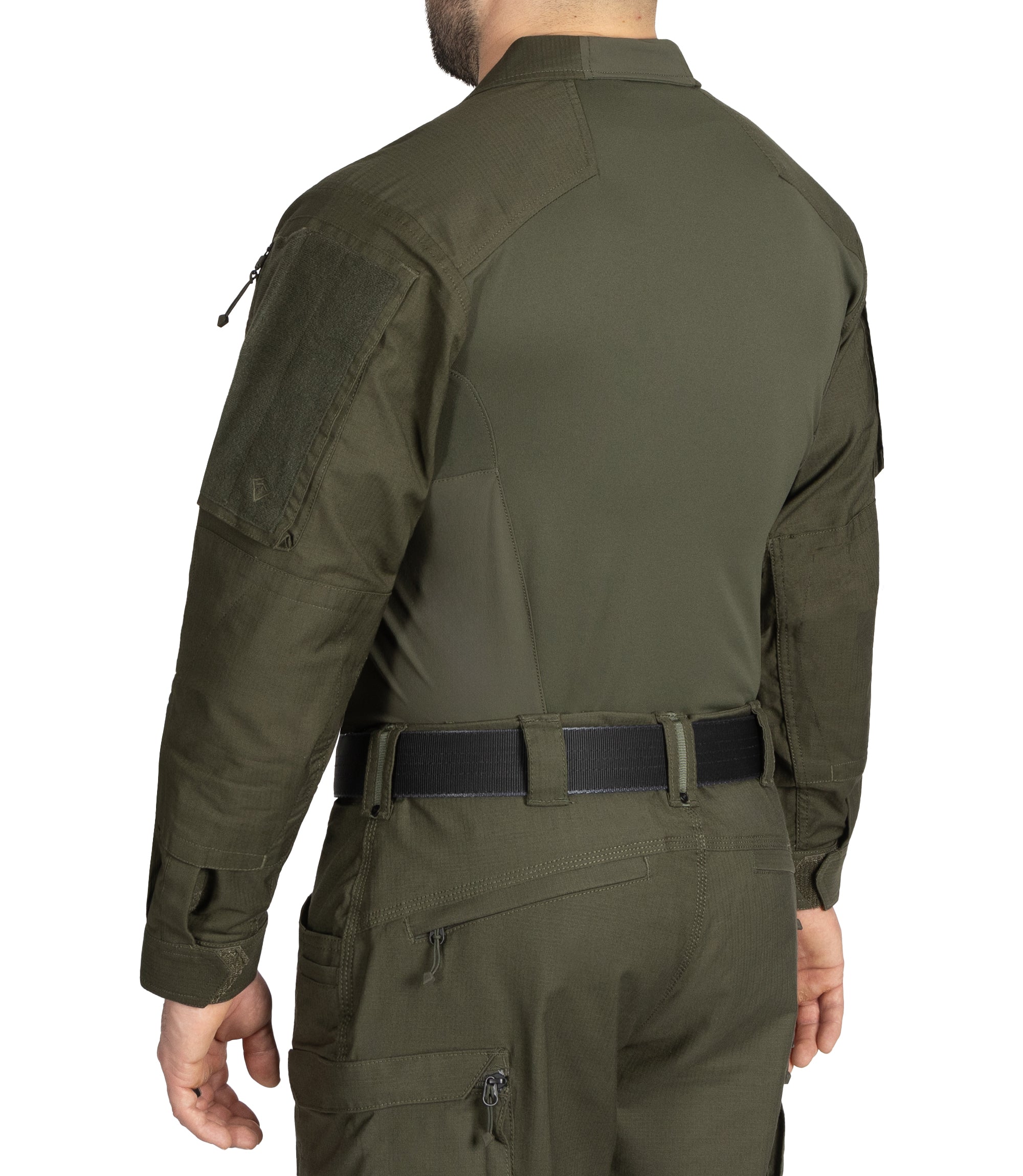Side of Men's Defender Shirt in OD Green |color_od green
