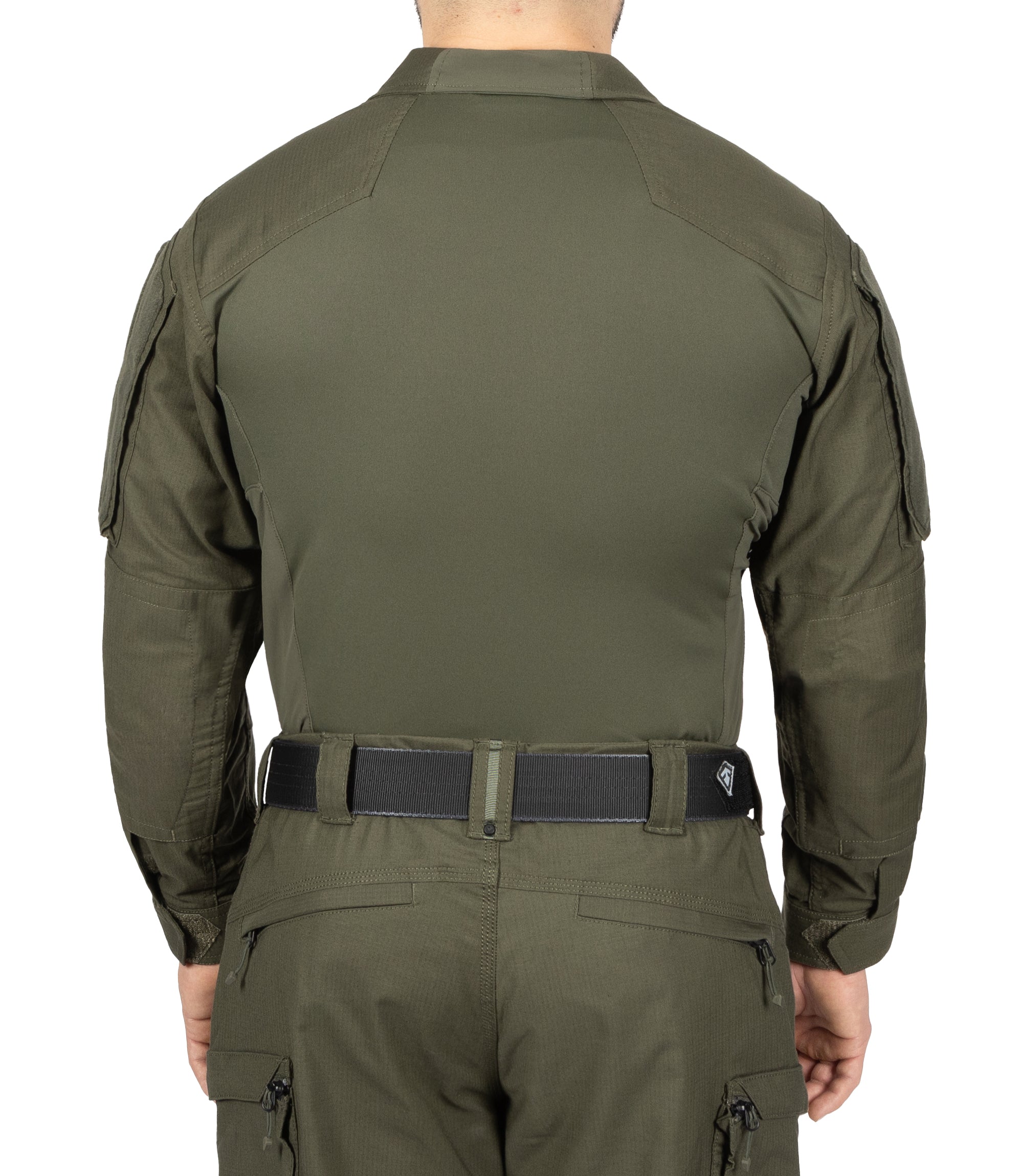 Back of Men's Defender Shirt in OD Green |color_od green