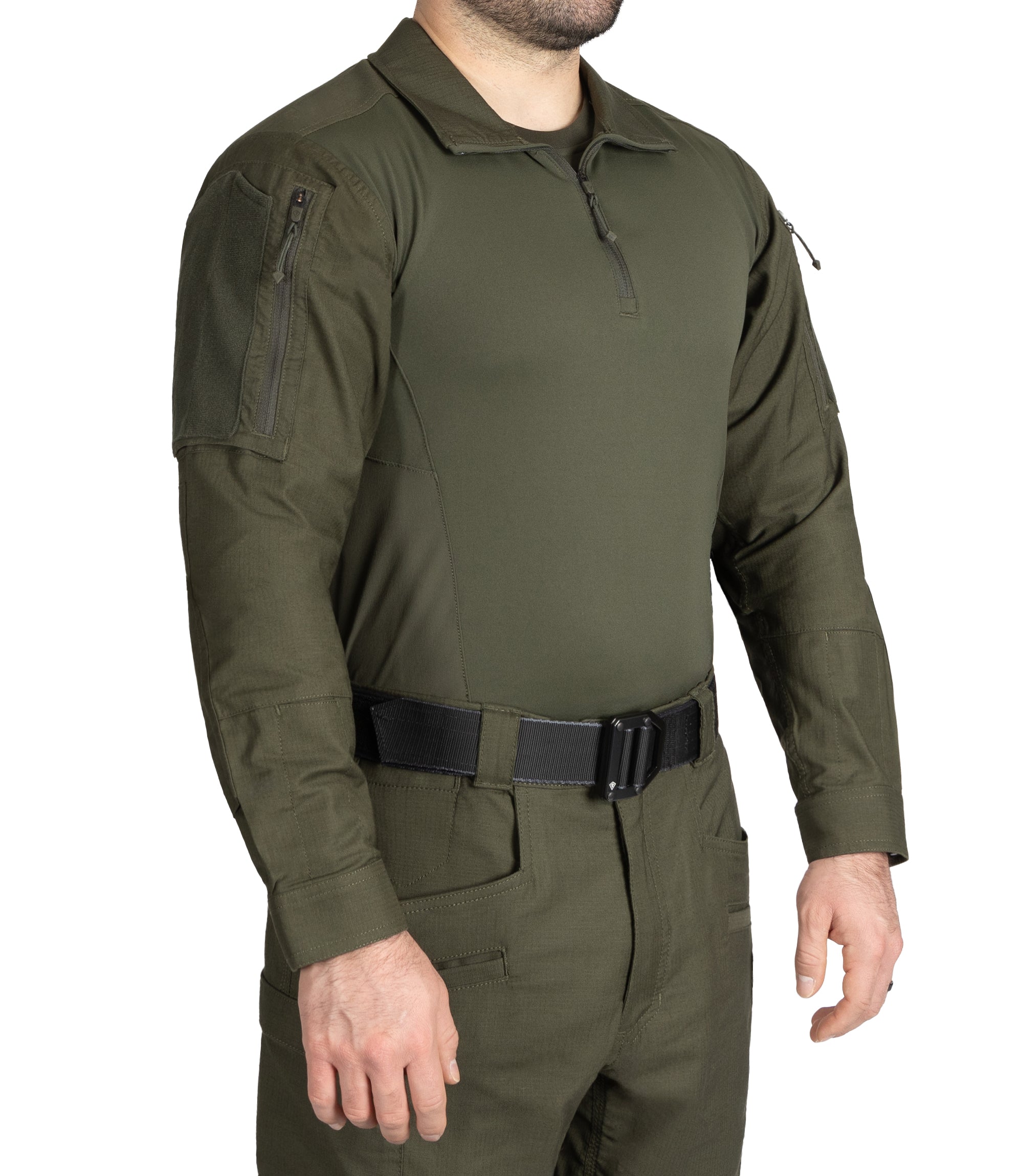 Side of Men's Defender Shirt in OD Green |color_od green