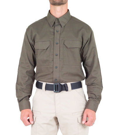 Front of Men's V2 Tactical Long Sleeve Shirt in Ranger Green