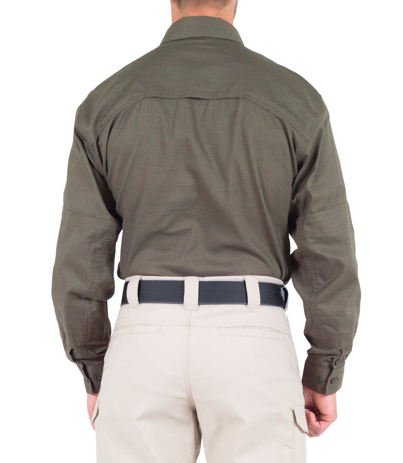 Back of Men's V2 Tactical Long Sleeve Shirt in Ranger Green