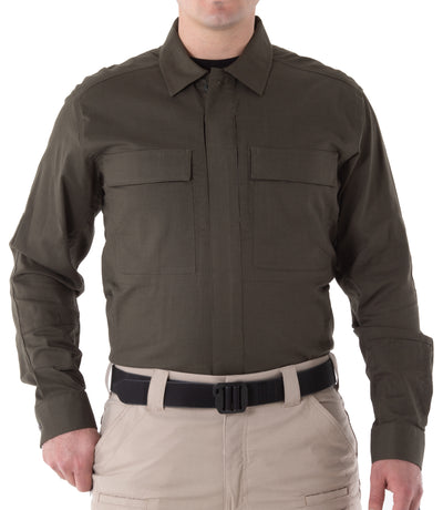 Front of Men's V2 BDU Long Sleeve Shirt in OD Green