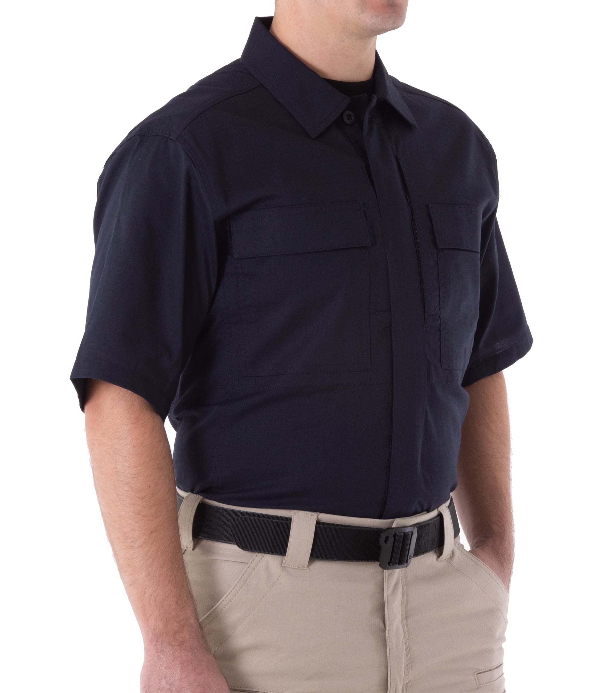 Side of Men's V2 BDU Short Sleeve Shirt in Midnight Navy |color_midnight navy