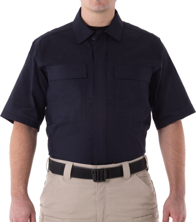 Front of Men's V2 BDU Short Sleeve Shirt in Midnight Navy