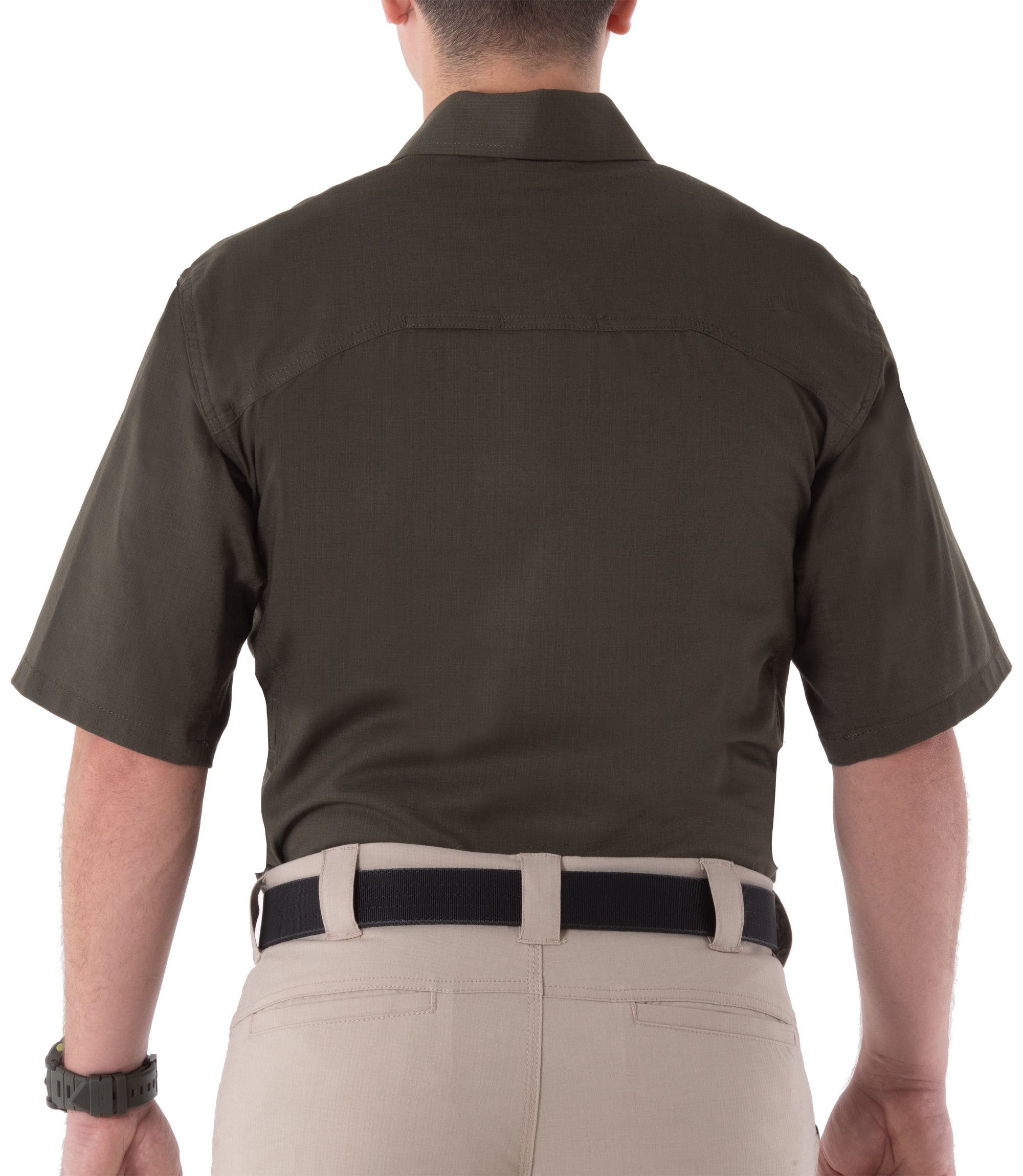 Back of Men's V2 BDU Short Sleeve Shirt in OD Green |color_od green