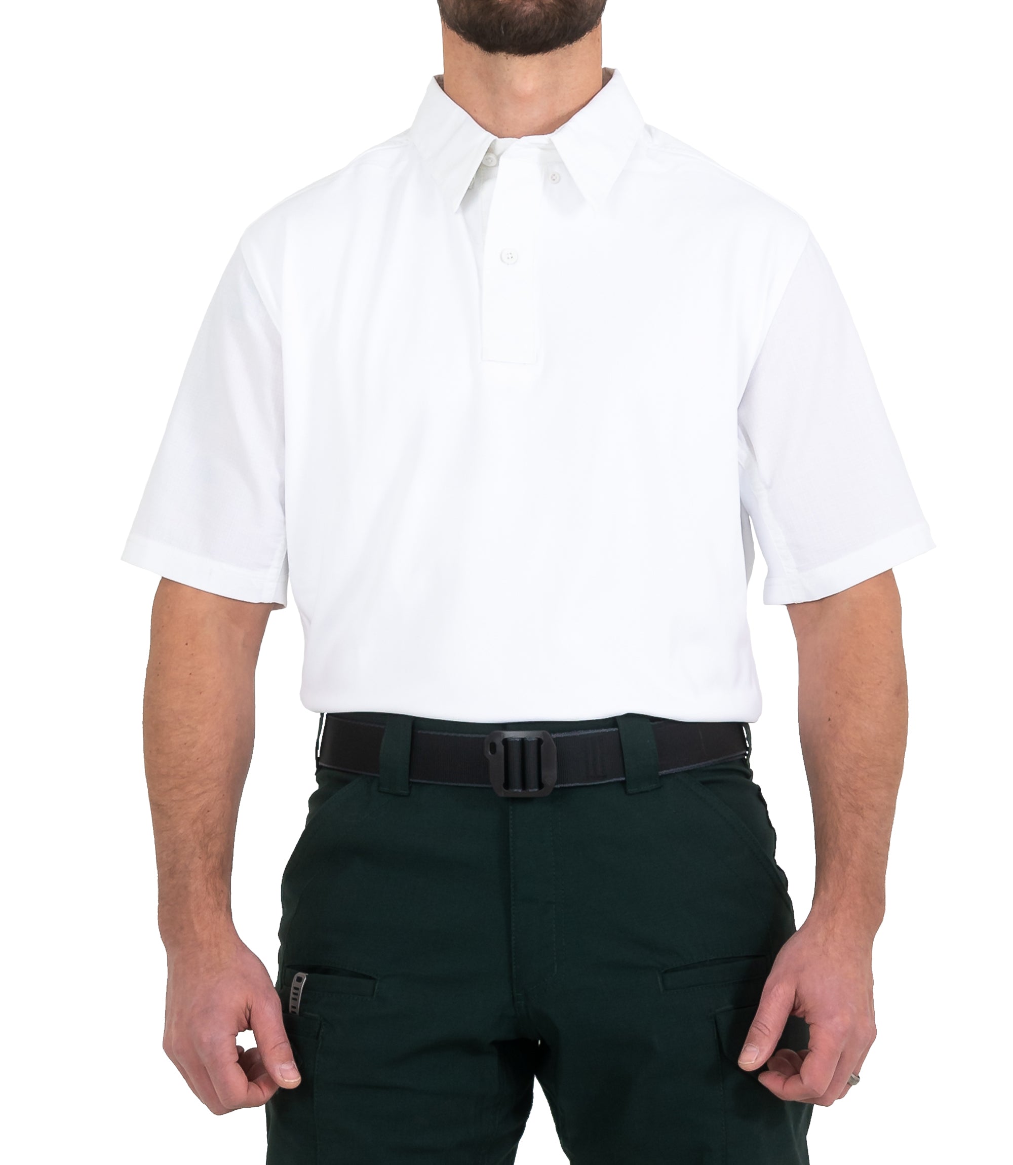 Front of Men's V2 Pro Performance Short Sleeve Shirt in White |color_white