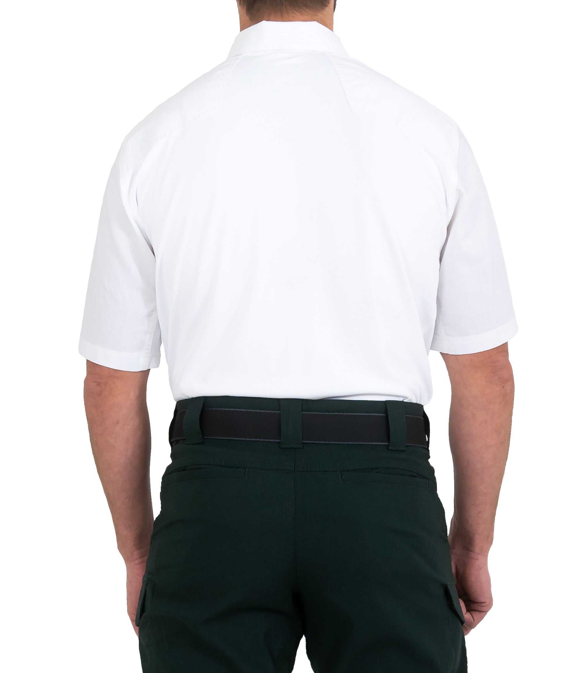 Back of Men's V2 Pro Performance Short Sleeve Shirt in White |color_white