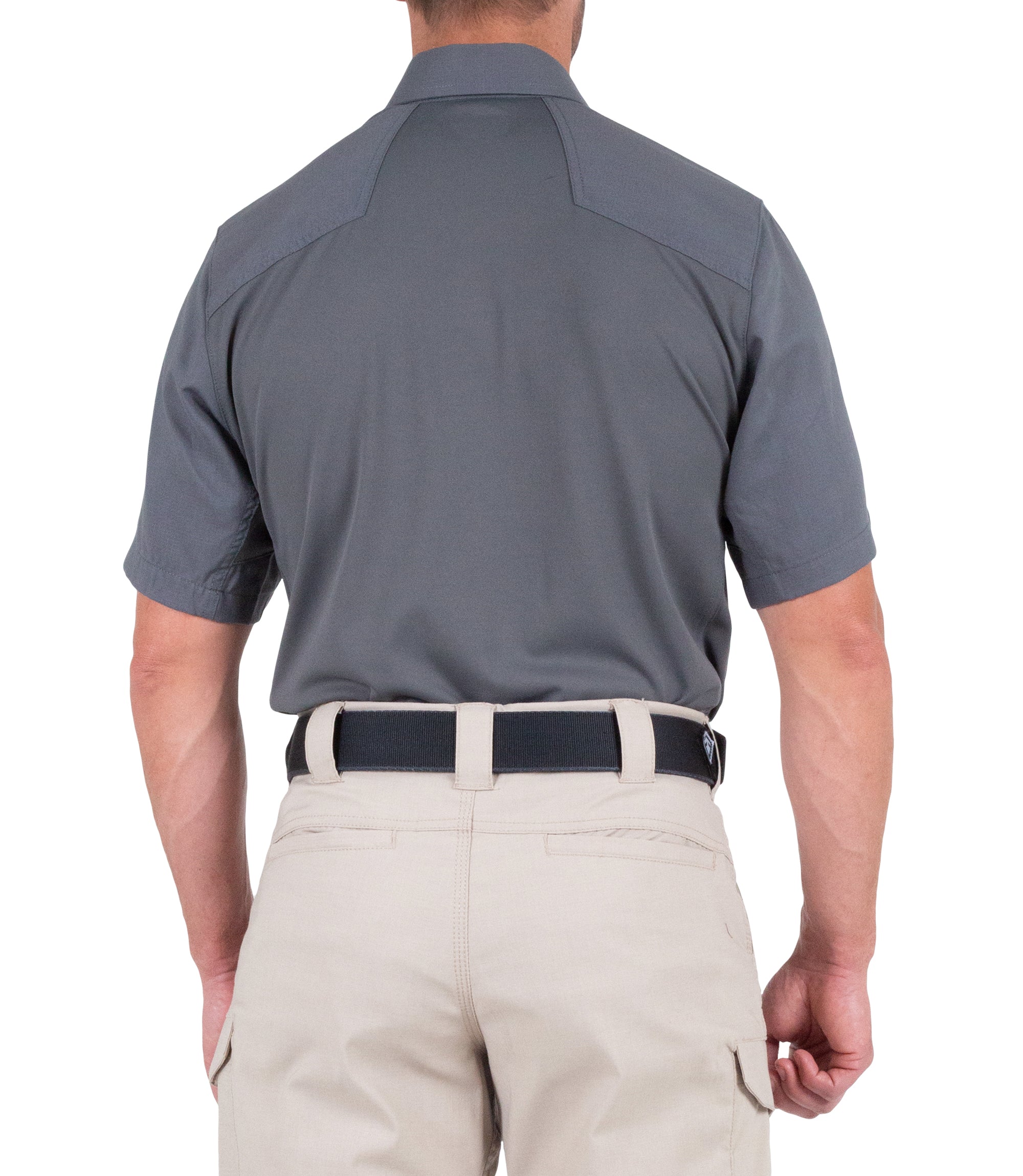 Back of Men's V2 Pro Performance Short Sleeve Shirt in Wolf Grey |color_wolf grey
