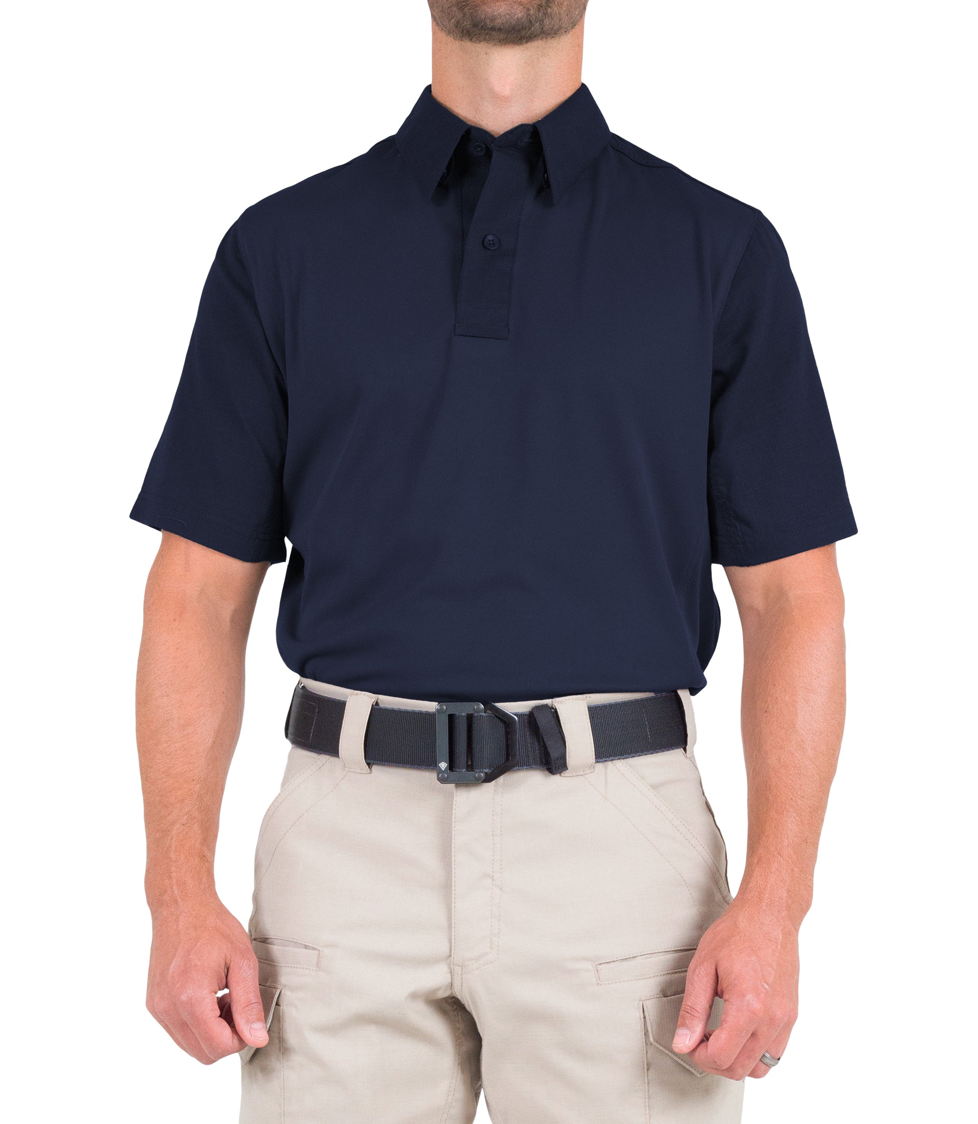 Front of Men's V2 Pro Performance Short Sleeve Shirt in Midnight Navy |color_midnight navy