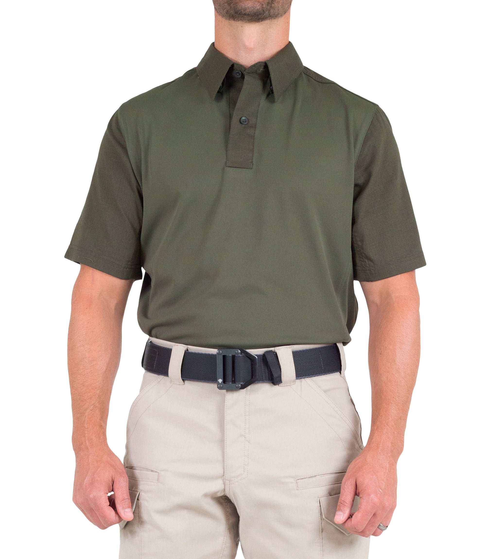 Front of Men's V2 Pro Performance Short Sleeve Shirt in OD Green |color_od green