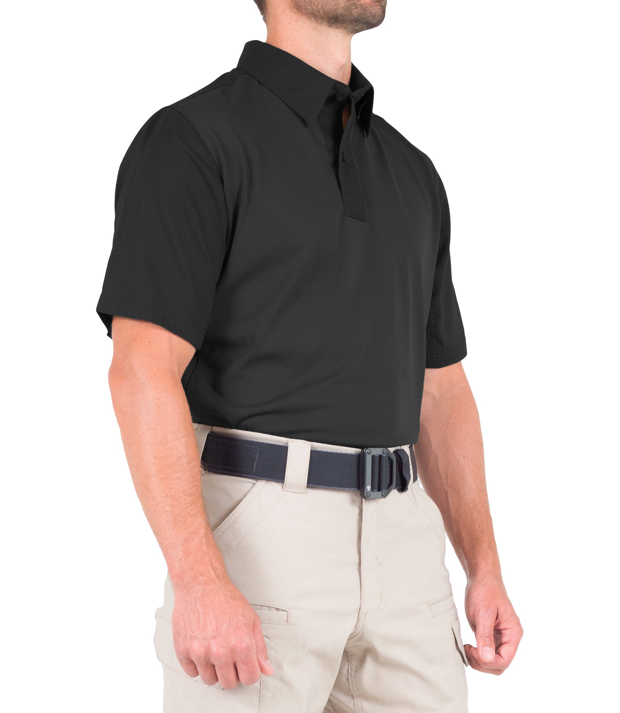 Side of Men's V2 Pro Performance Short Sleeve Shirt in Black |color_black