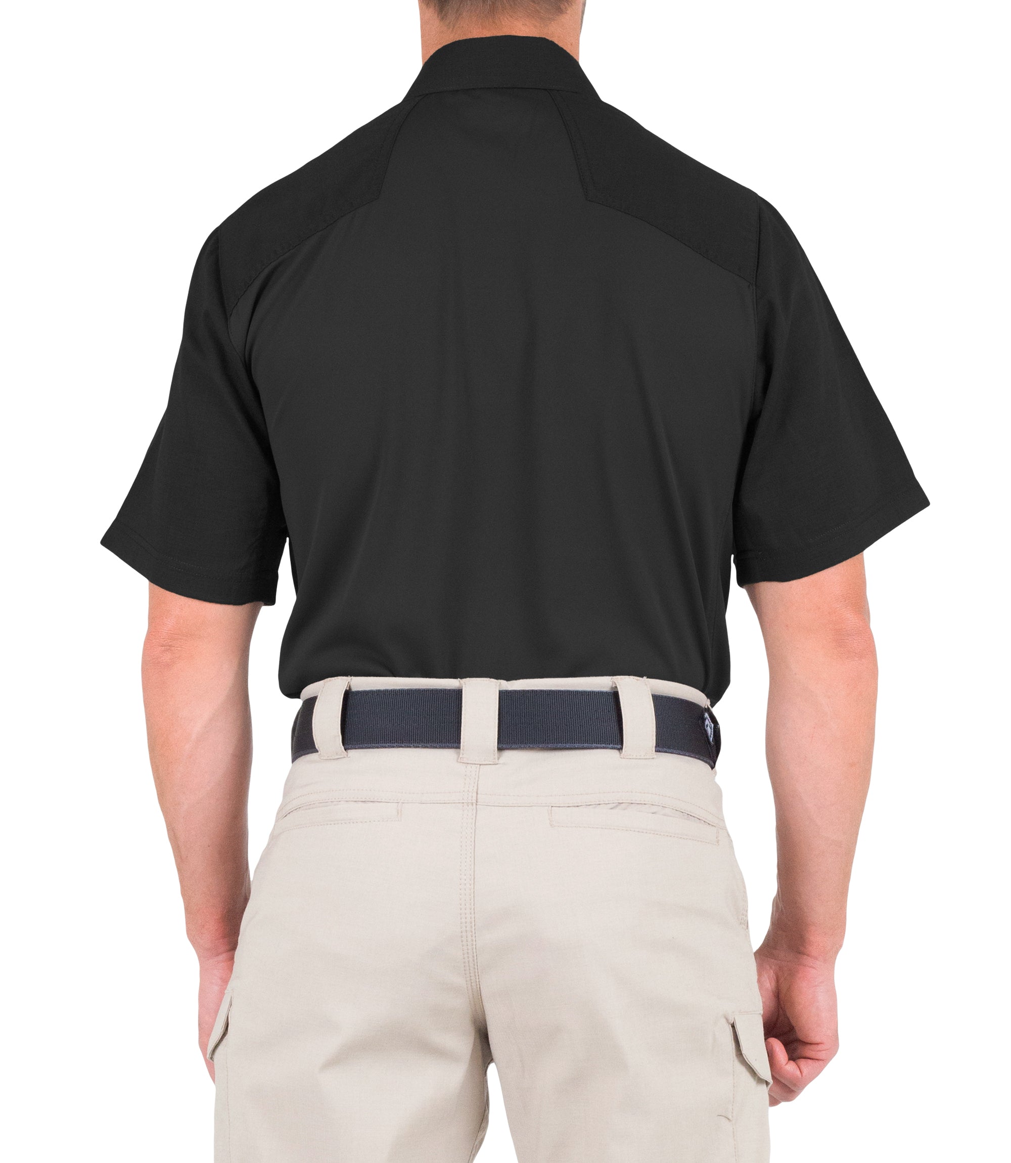 Back of Men's V2 Pro Performance Short Sleeve Shirt in Black |color_black